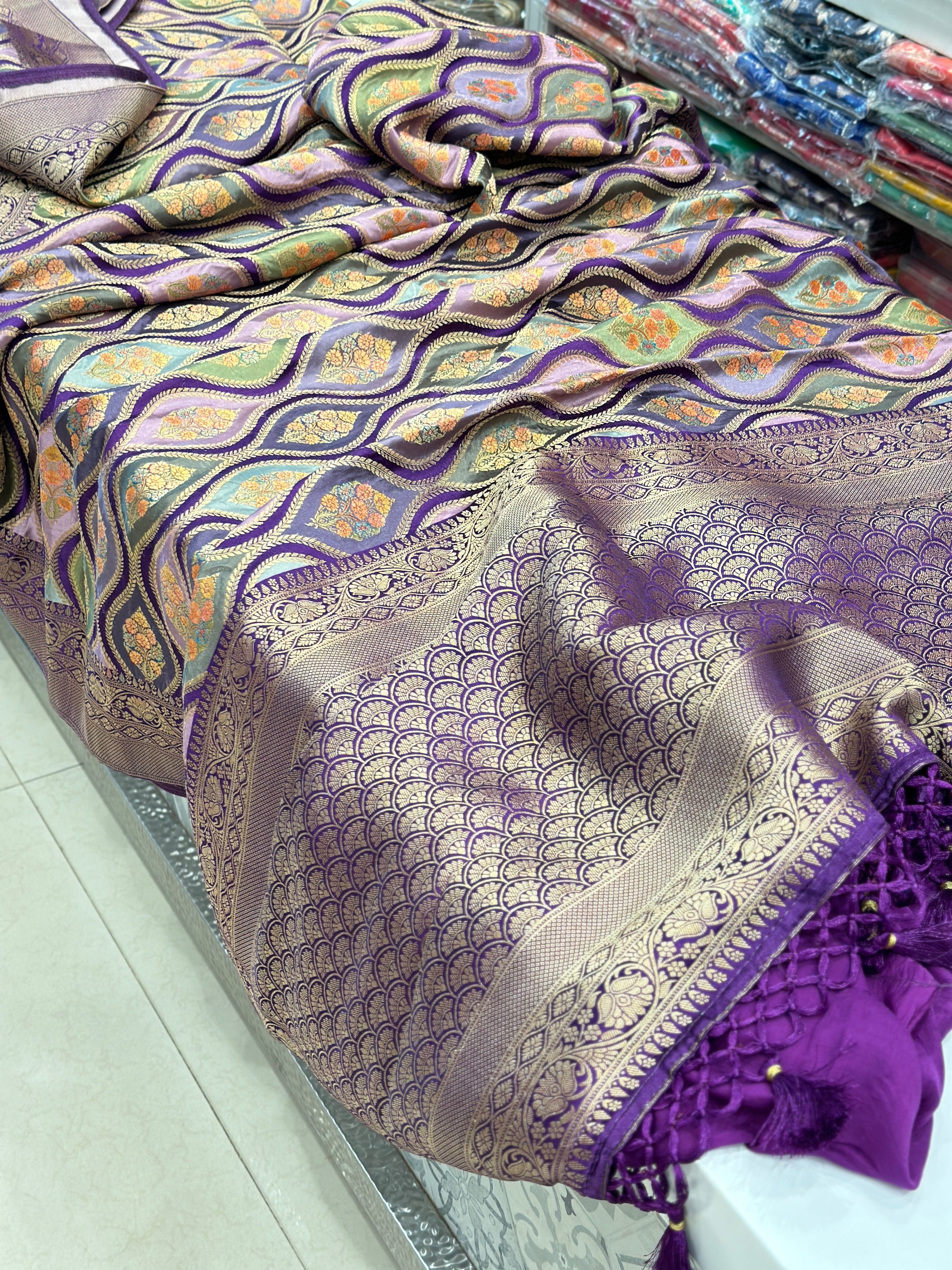 Violet Modal Banarasi Rangkat Saree