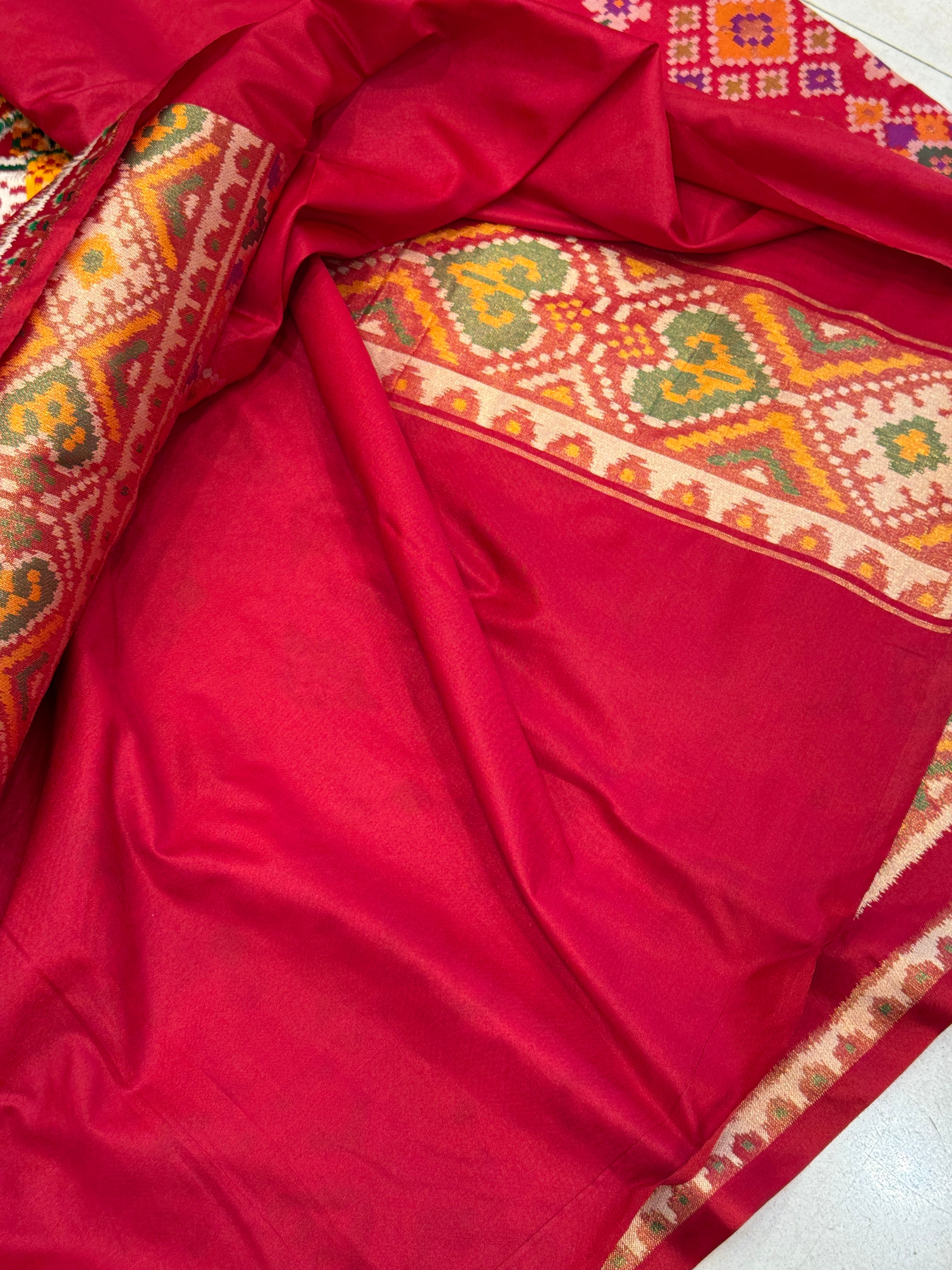 Red Ratan Bhat Semi Silk Weaved Patan Patola Saree