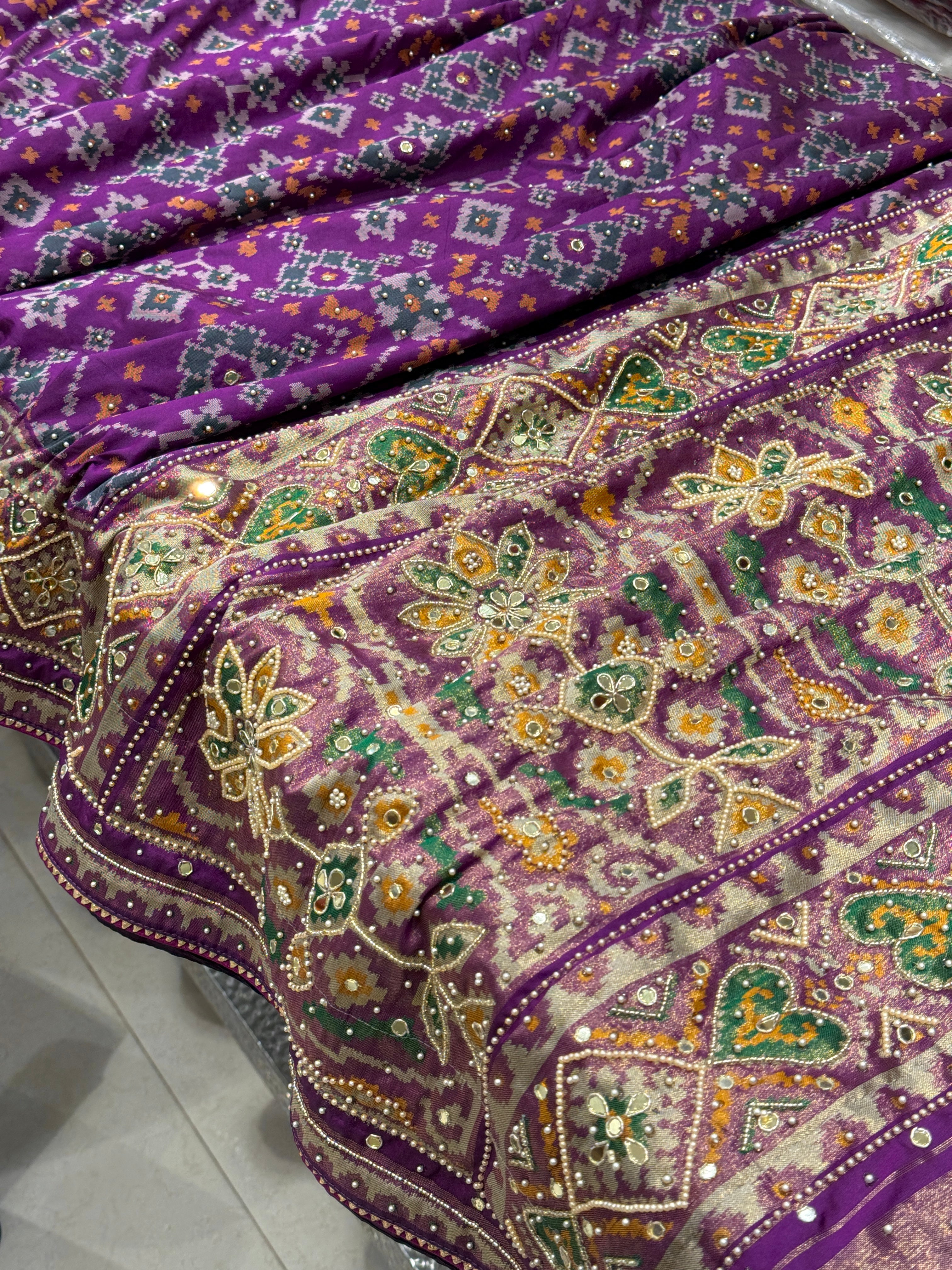 Violet Patola 2.0 Moti Hand Embroidery Saree