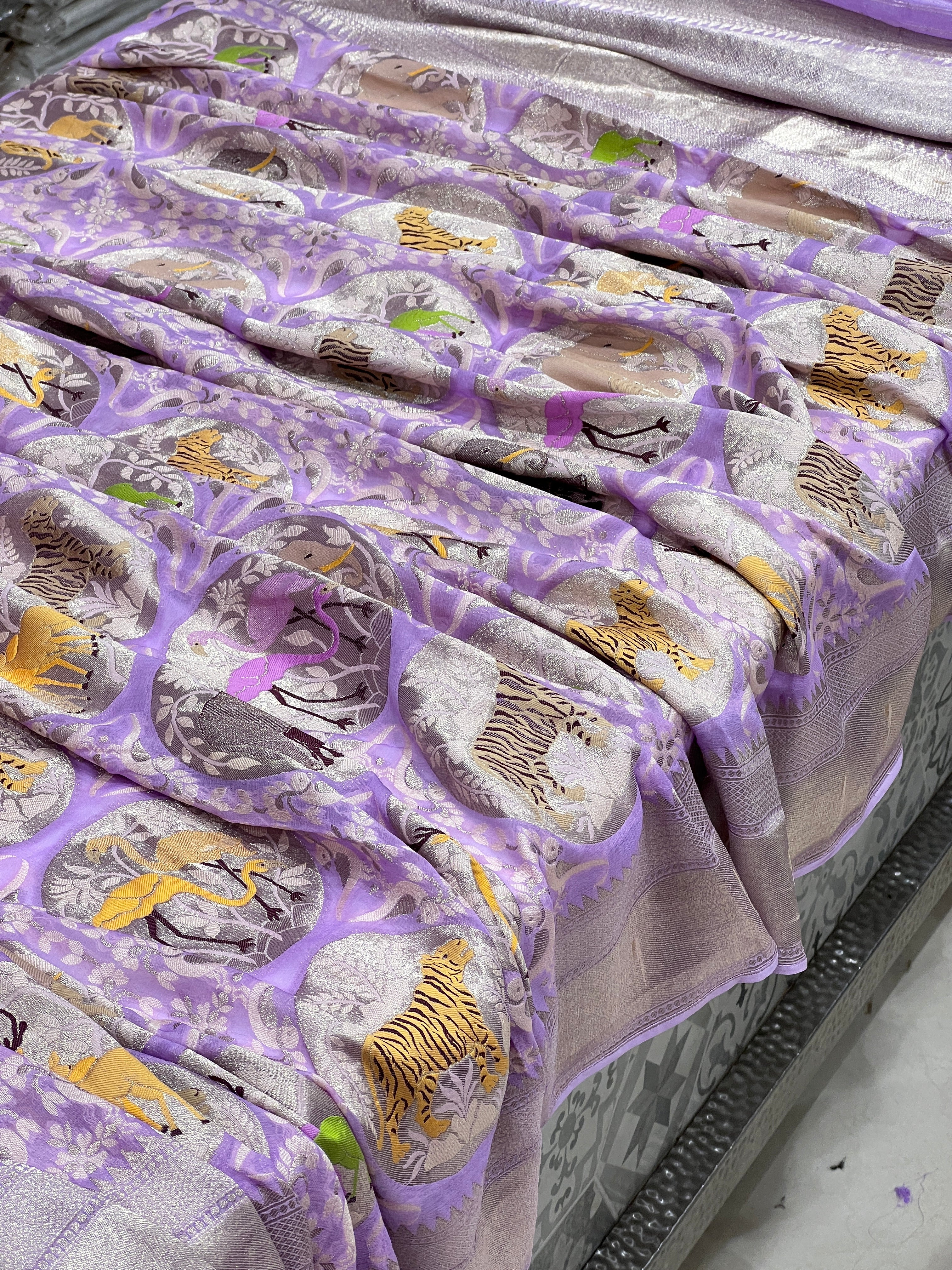 Lilac Vantara Banarasi Khaddi Georgette Saree