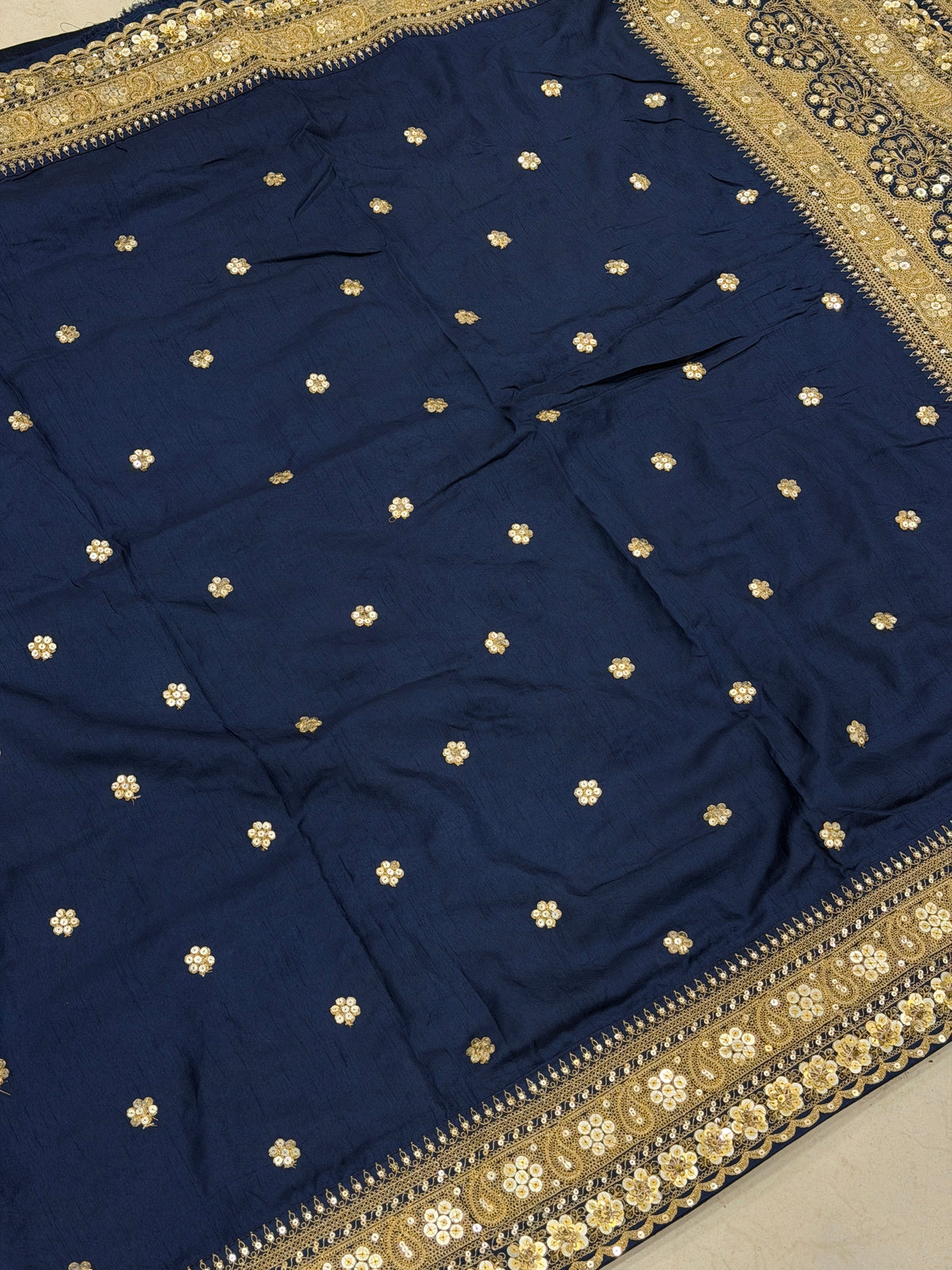 Blue Sabyasachi Inspired Marodi Embroidery Pure Silk Saree