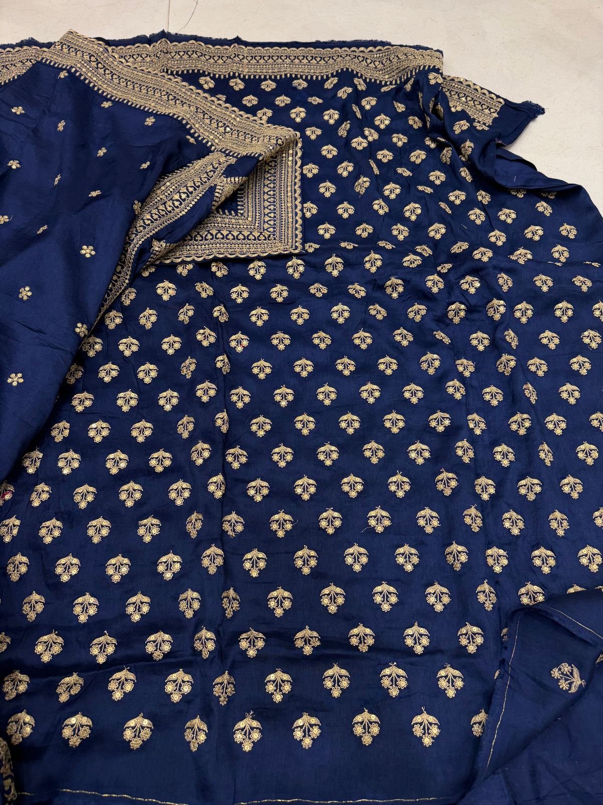 Blue Buttas Pallu Sabyasachi Inspired Marodi Embroidery Zardosi Saree
