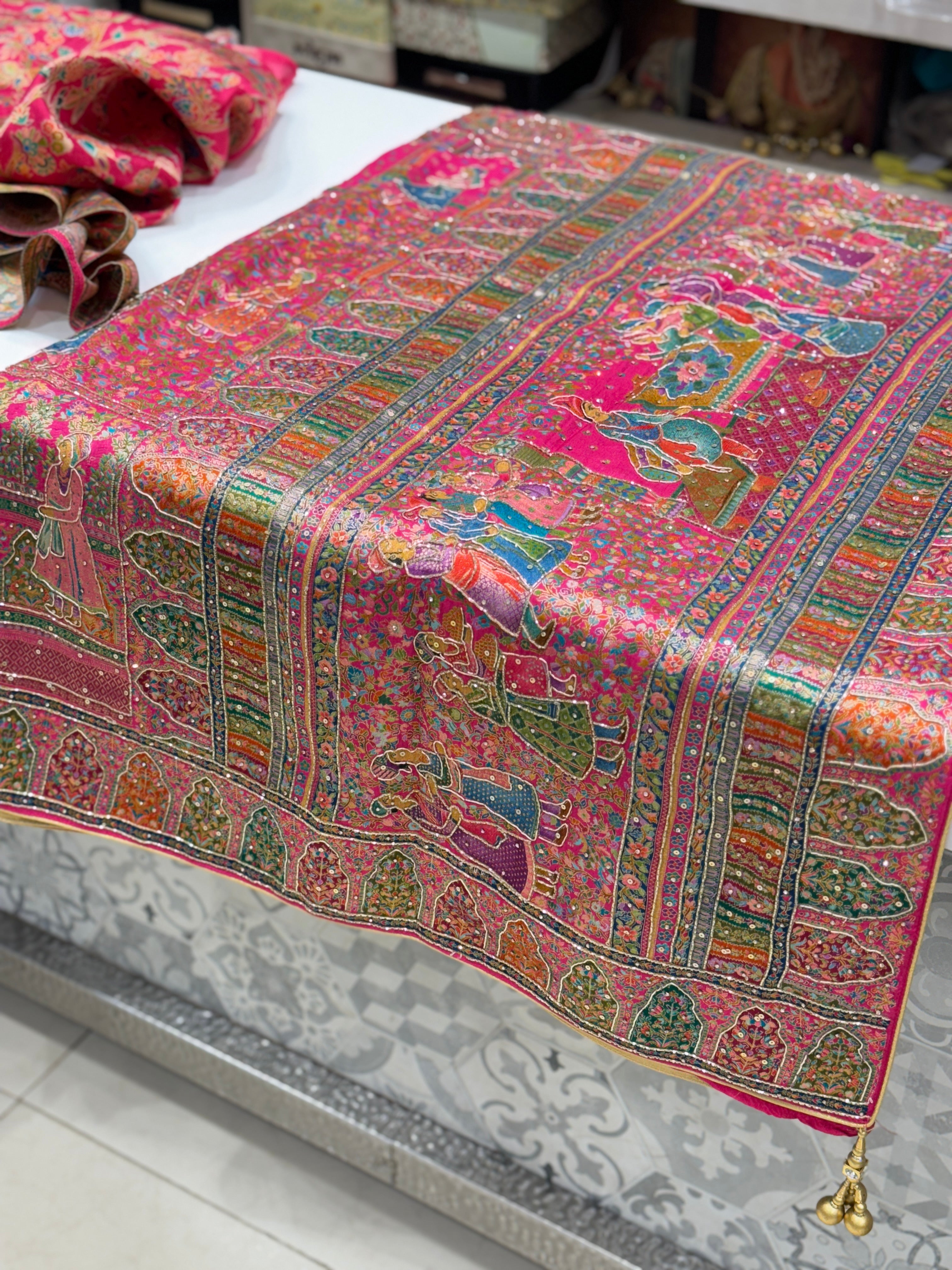 Rani Darbar Pashmina Style Weave with Hand Embroidery