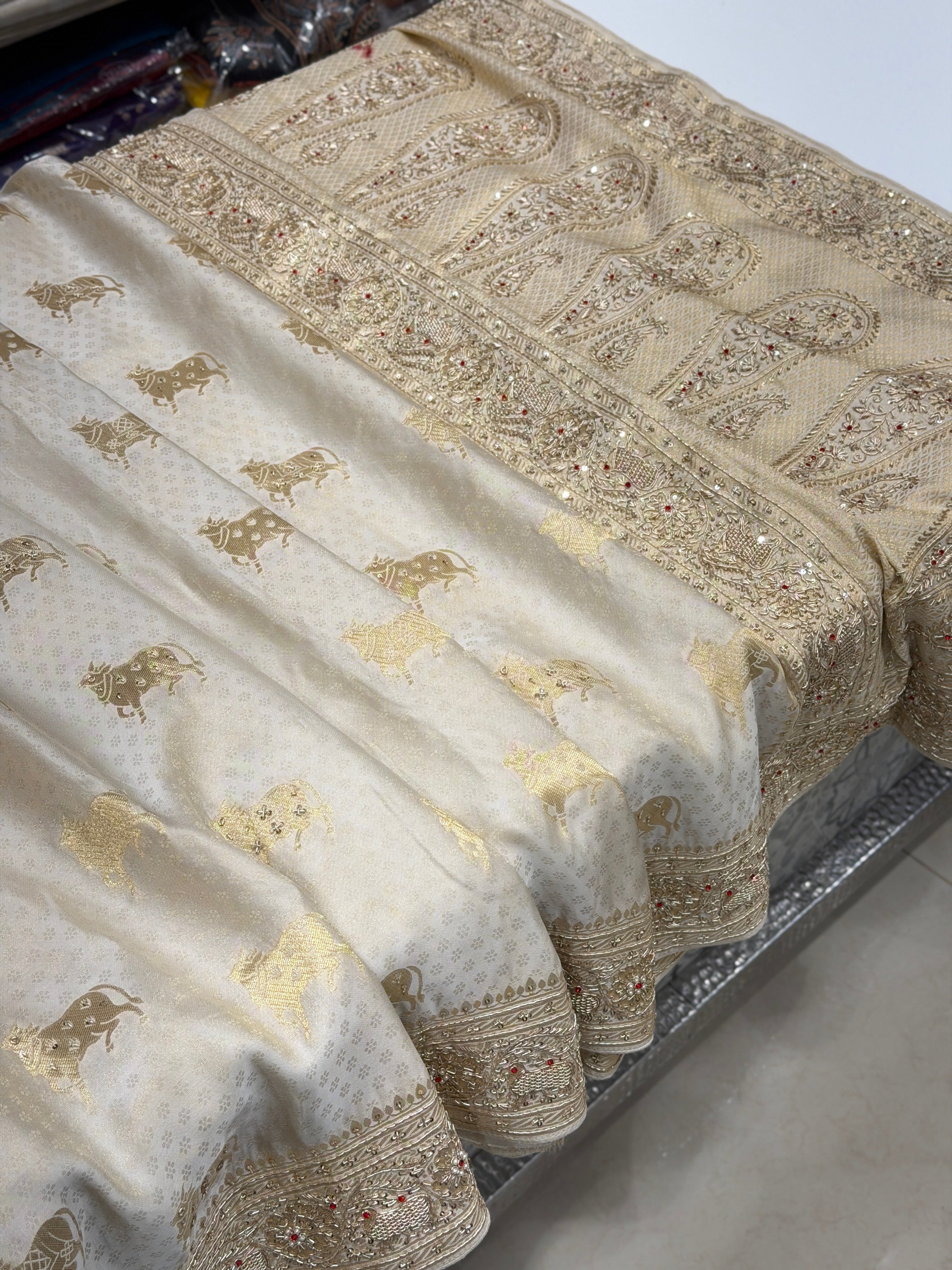 Nandi Edit Banarasi Crepe Tissue Zardodi Hand Embroidery Saree