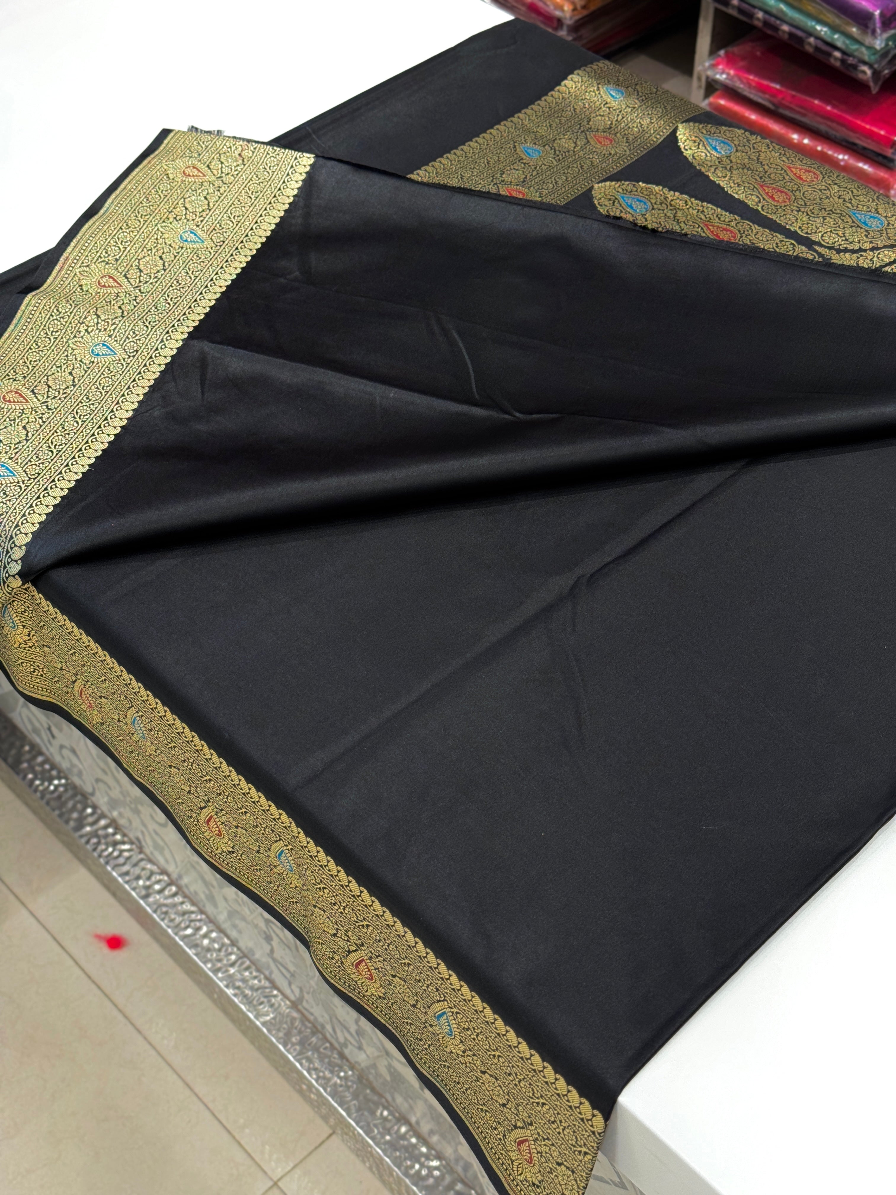 Black Banarasi Silk Meena Pallu Saree