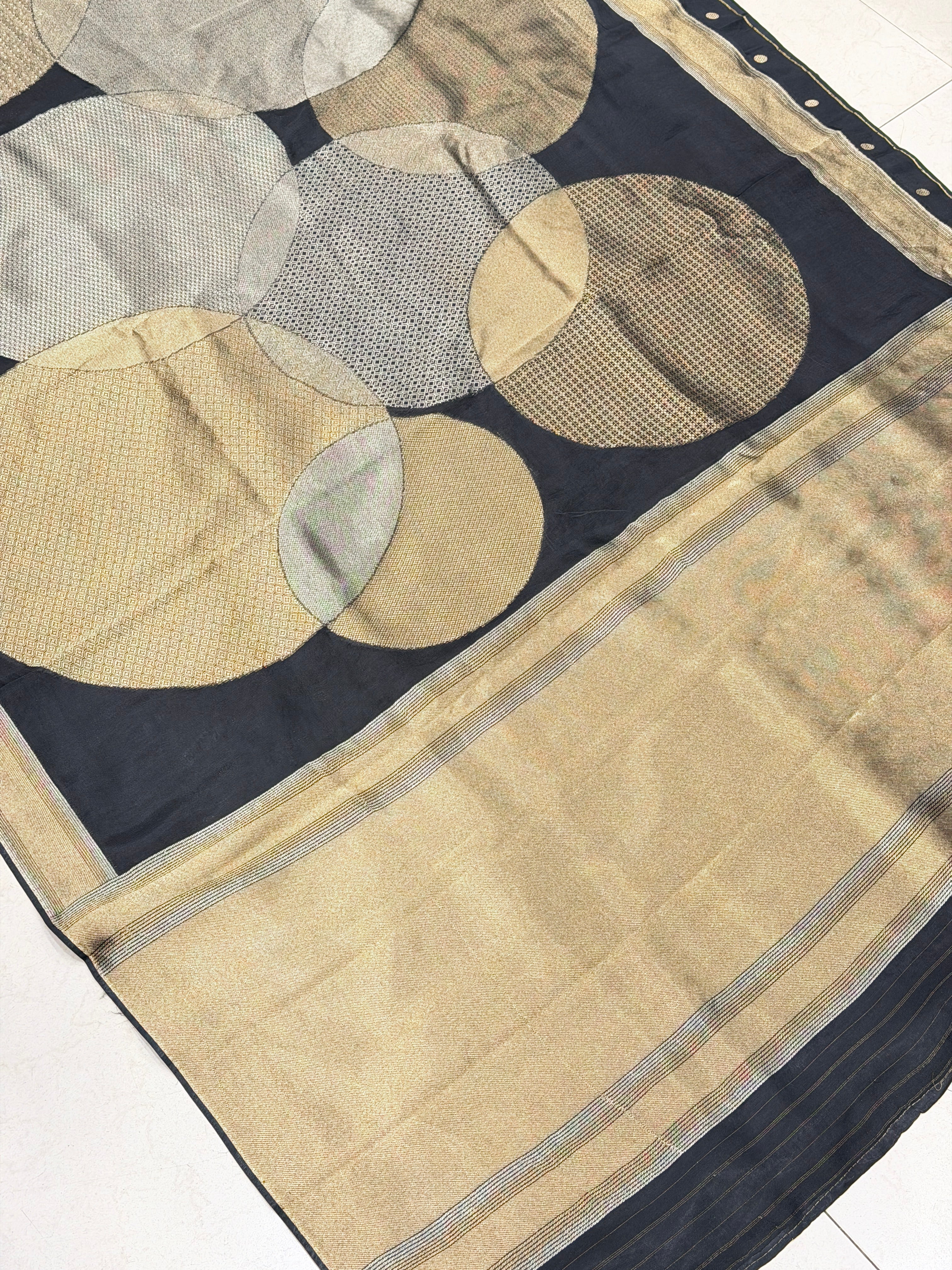 Black Contemporary Banarasi Football Inspired Munga Silk Saree