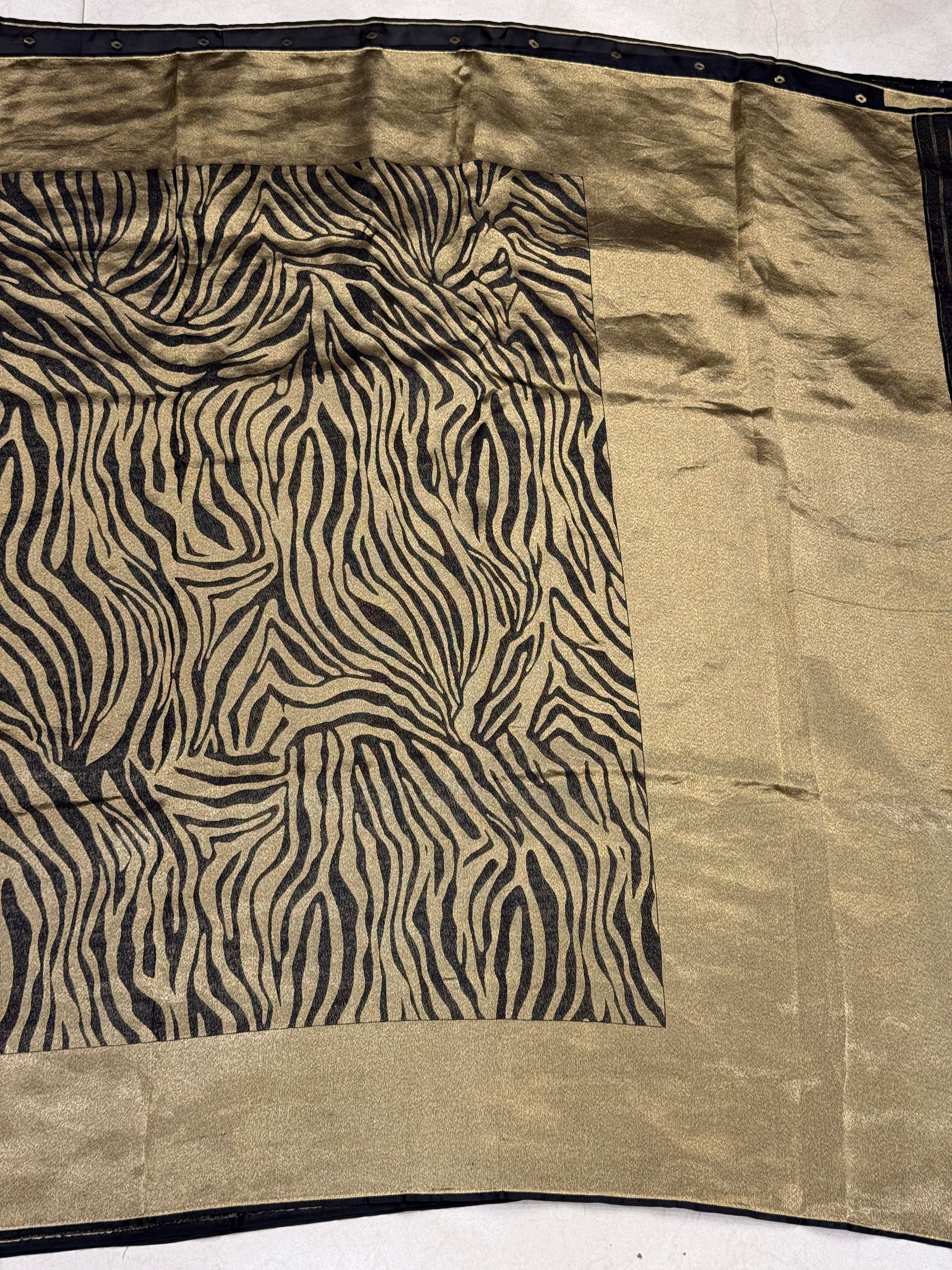 Black Munga Tissue Silk Contemporary Tiger Weave Banarasi Saree
