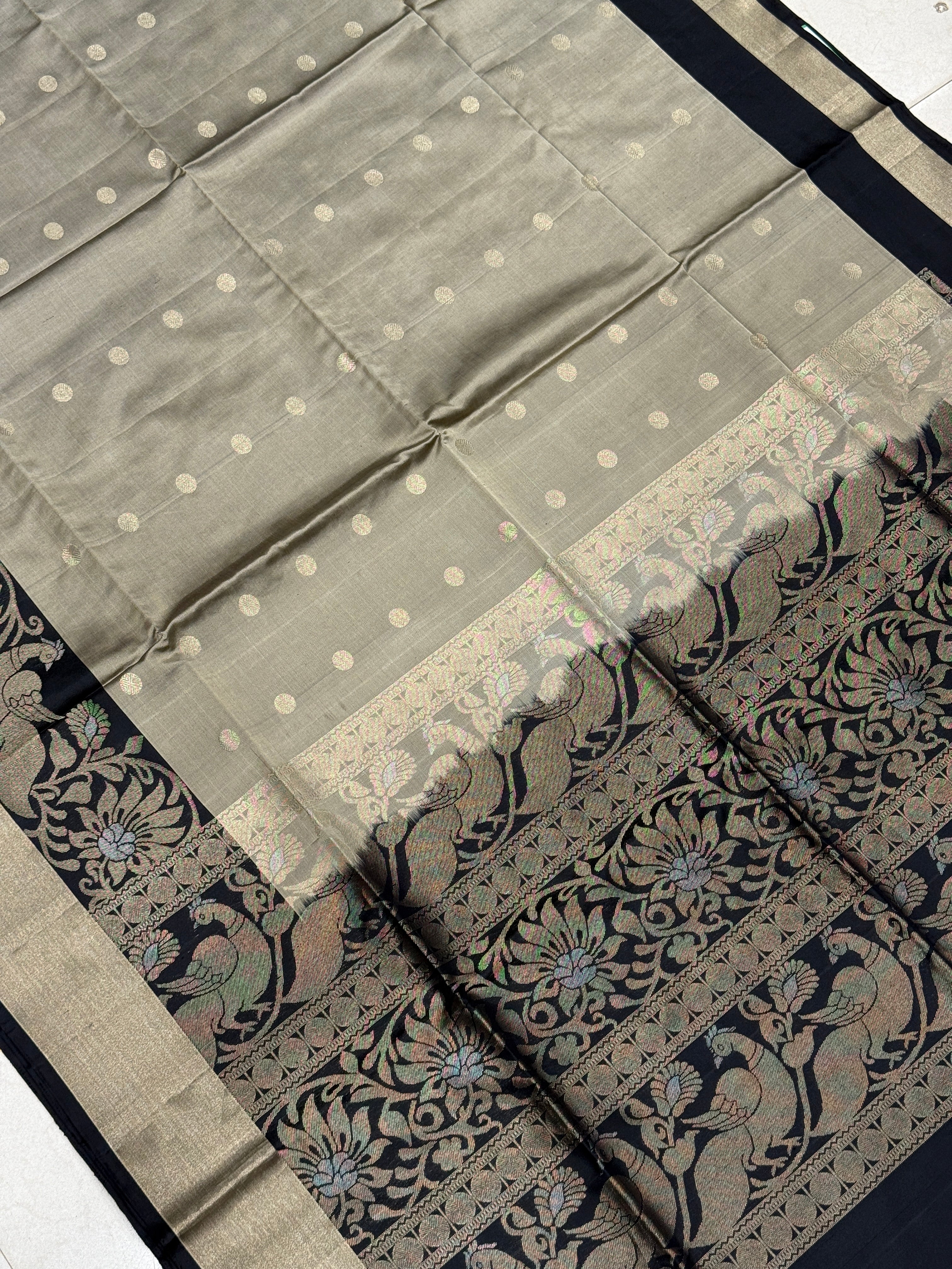 Cement Beige Handloom Kanchipuram Pure Silk Saree