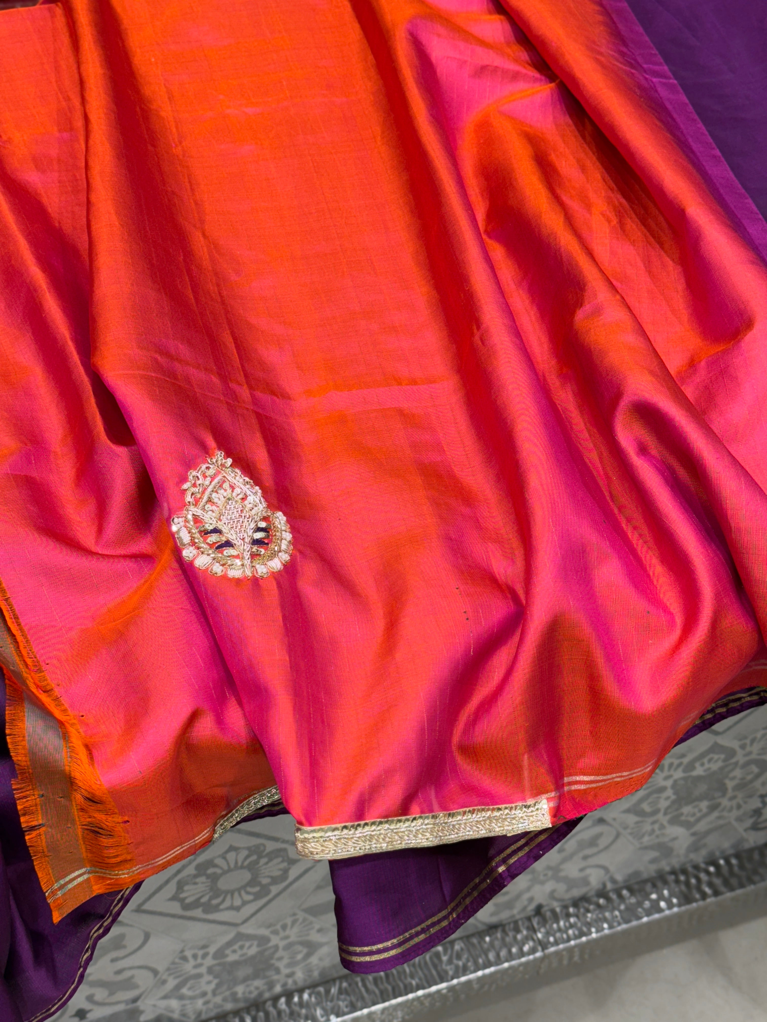 Violet Kanjivaram Soft Silk Zardosi Butta Saree