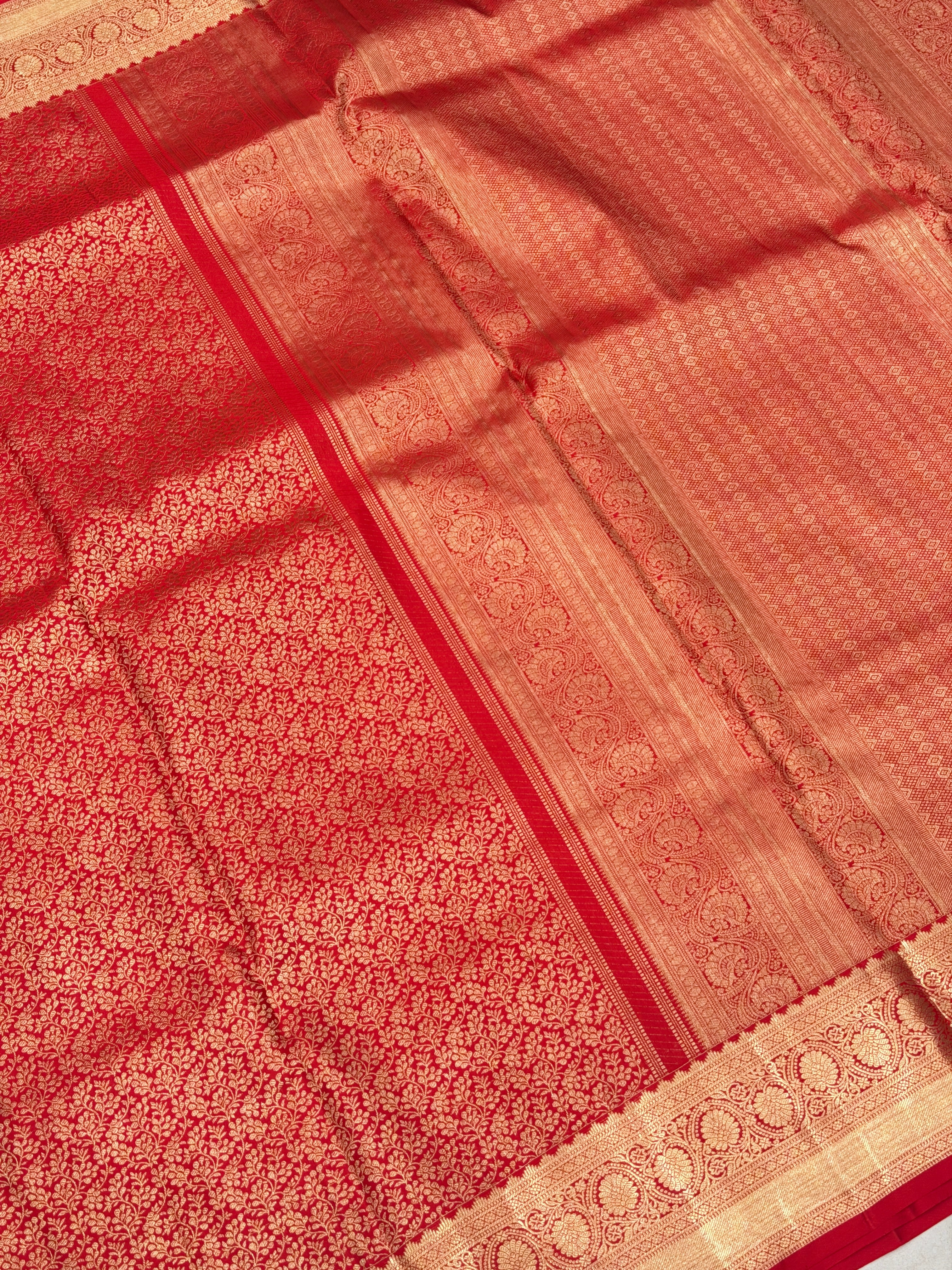 Red Delicate Jaal Pure Silk Kanjivaram Saree
