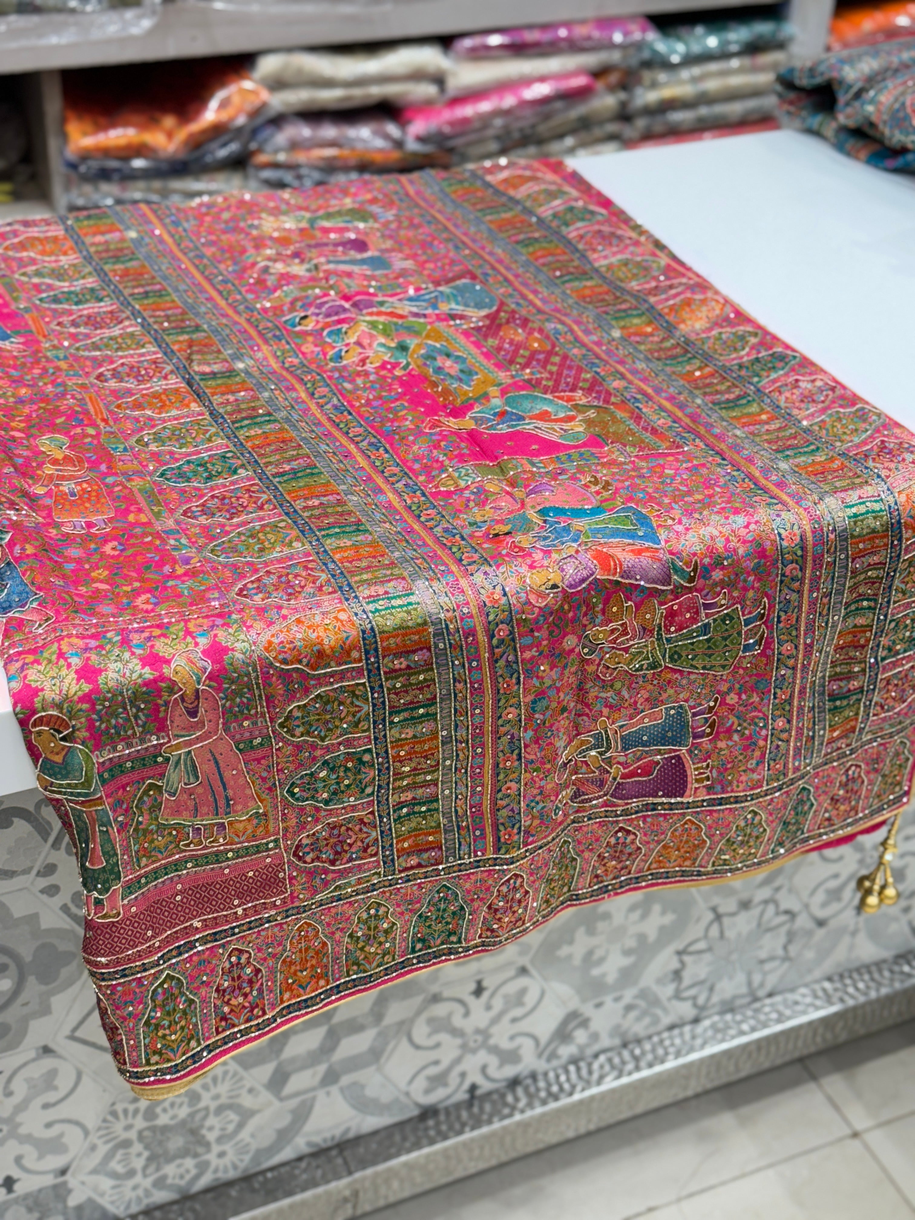 Rani Darbar Pashmina Style Weave with Hand Embroidery