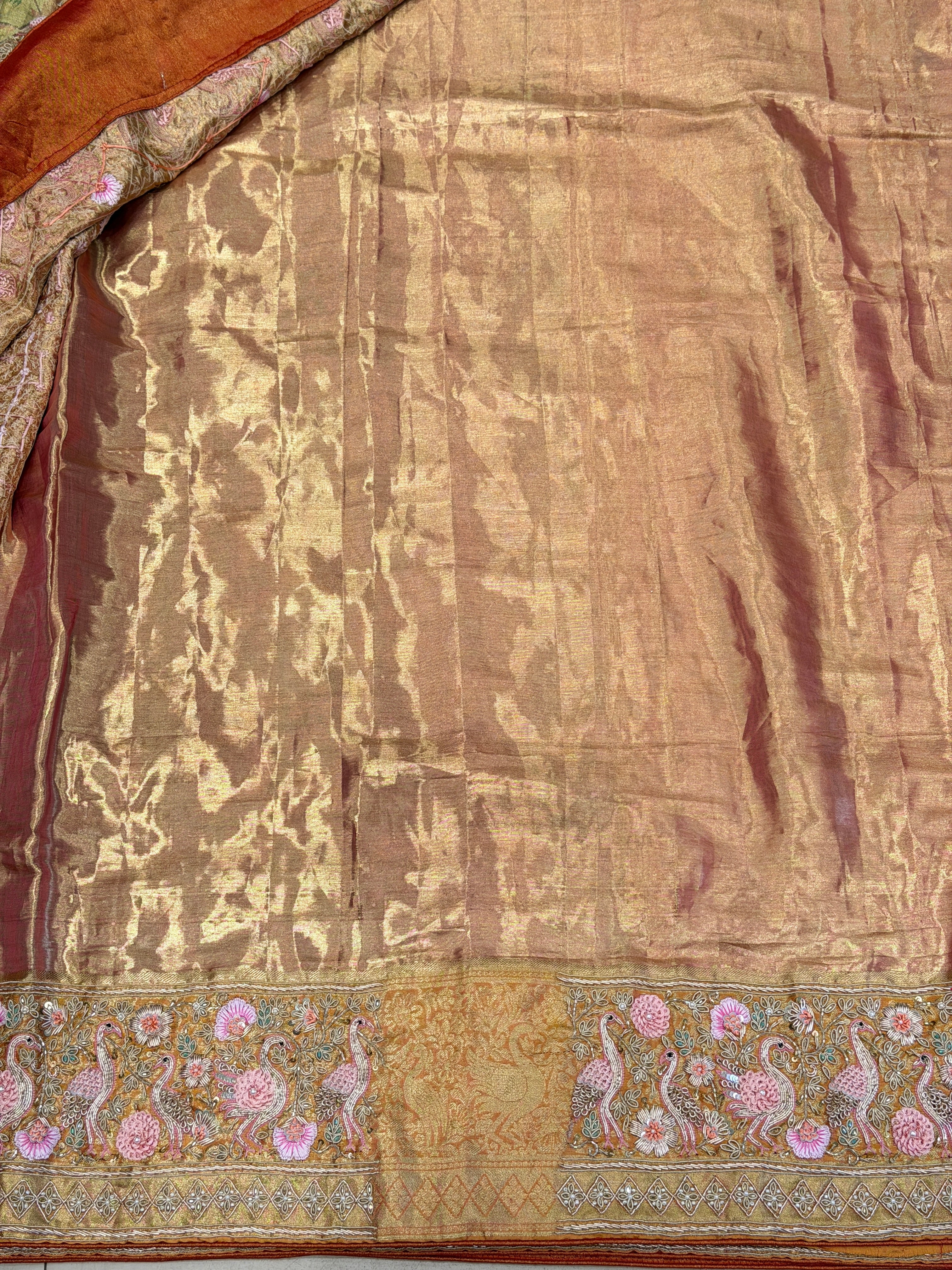 Pista Green Paithani Kanjivaram Luxury Zardosi Resham Hand Embroidery Saree