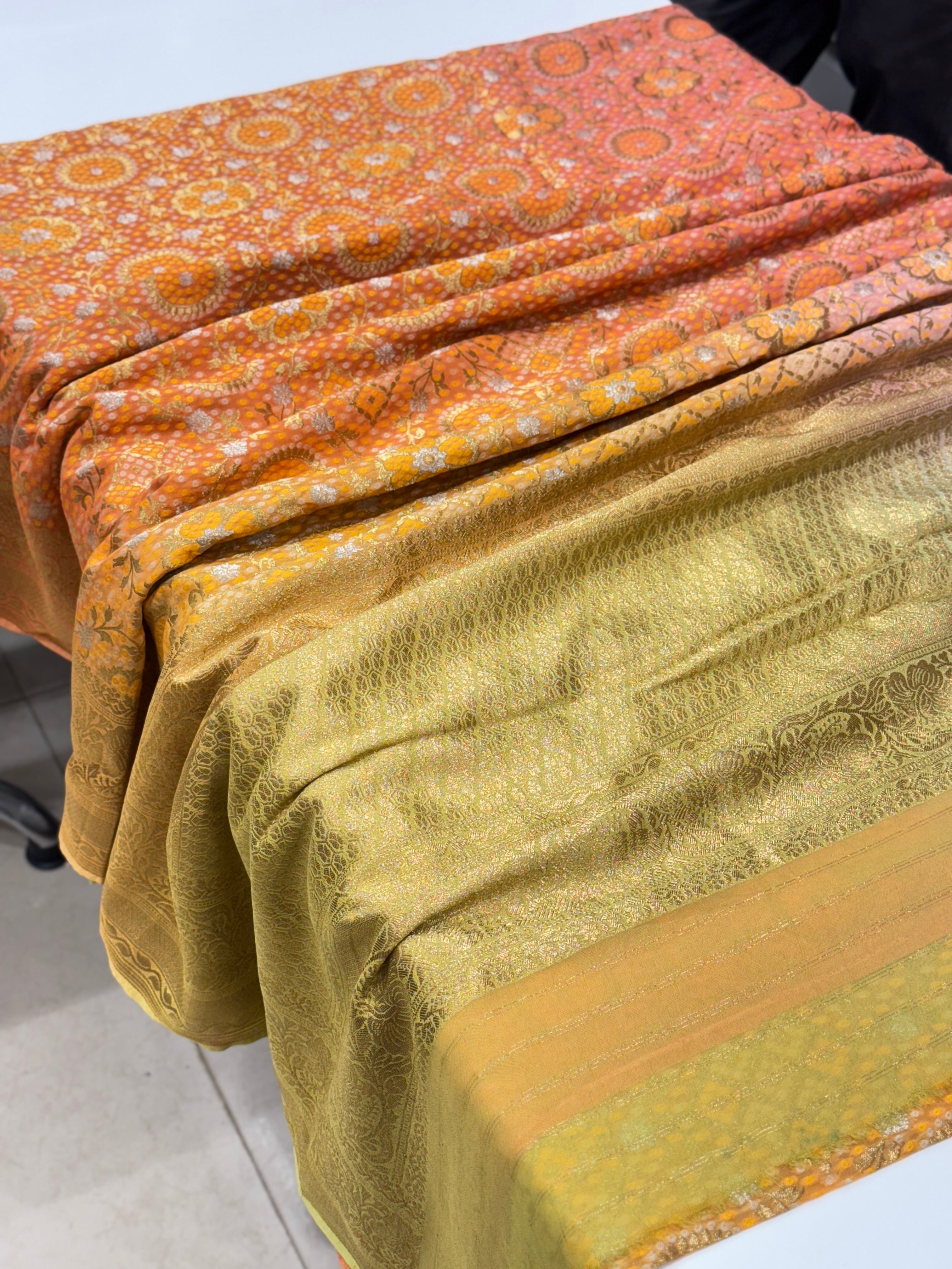 Six Shade Woven Bandhej Georgette Banarasi Saree