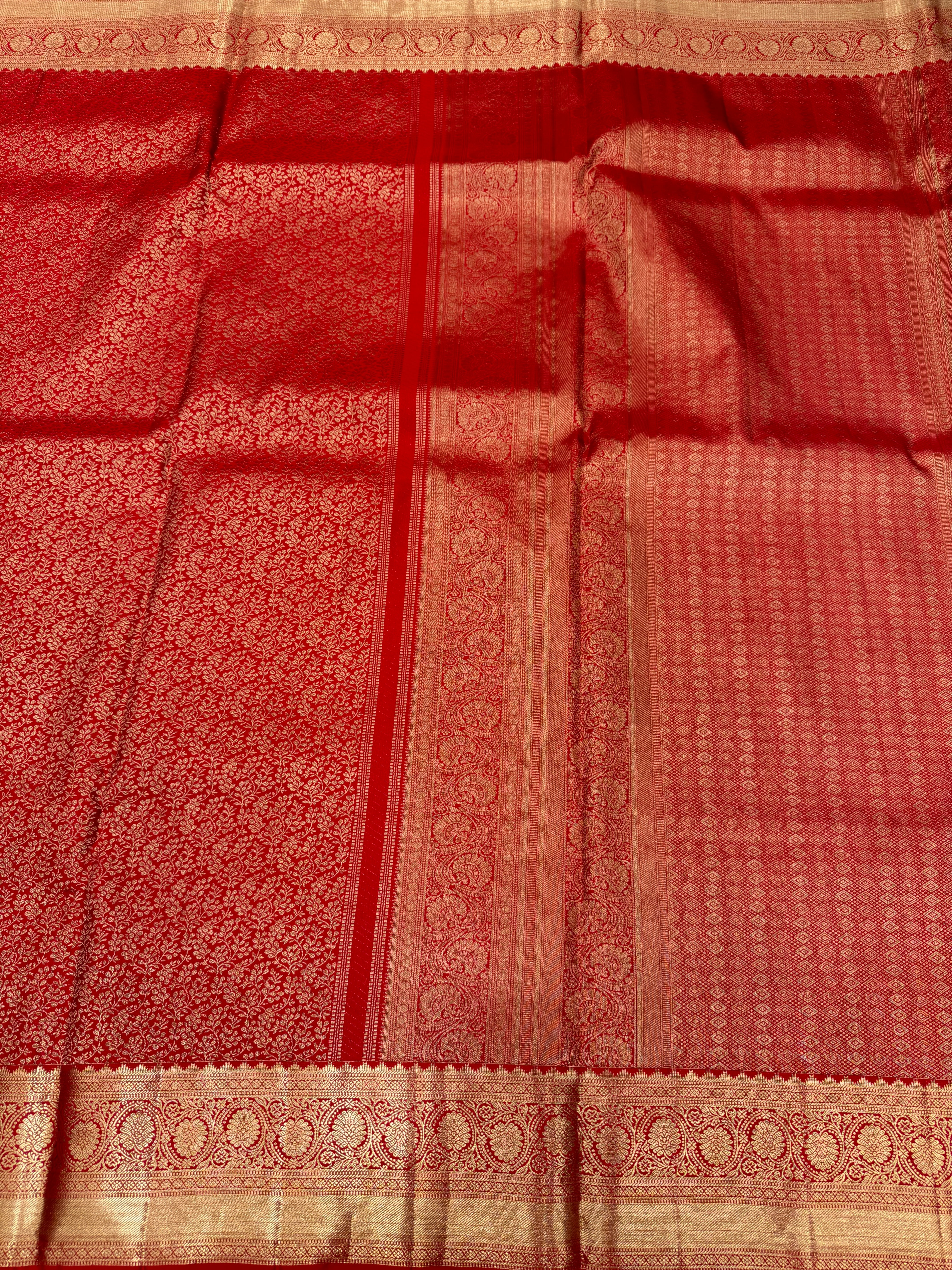 Red Delicate Jaal Pure Silk Kanjivaram Saree