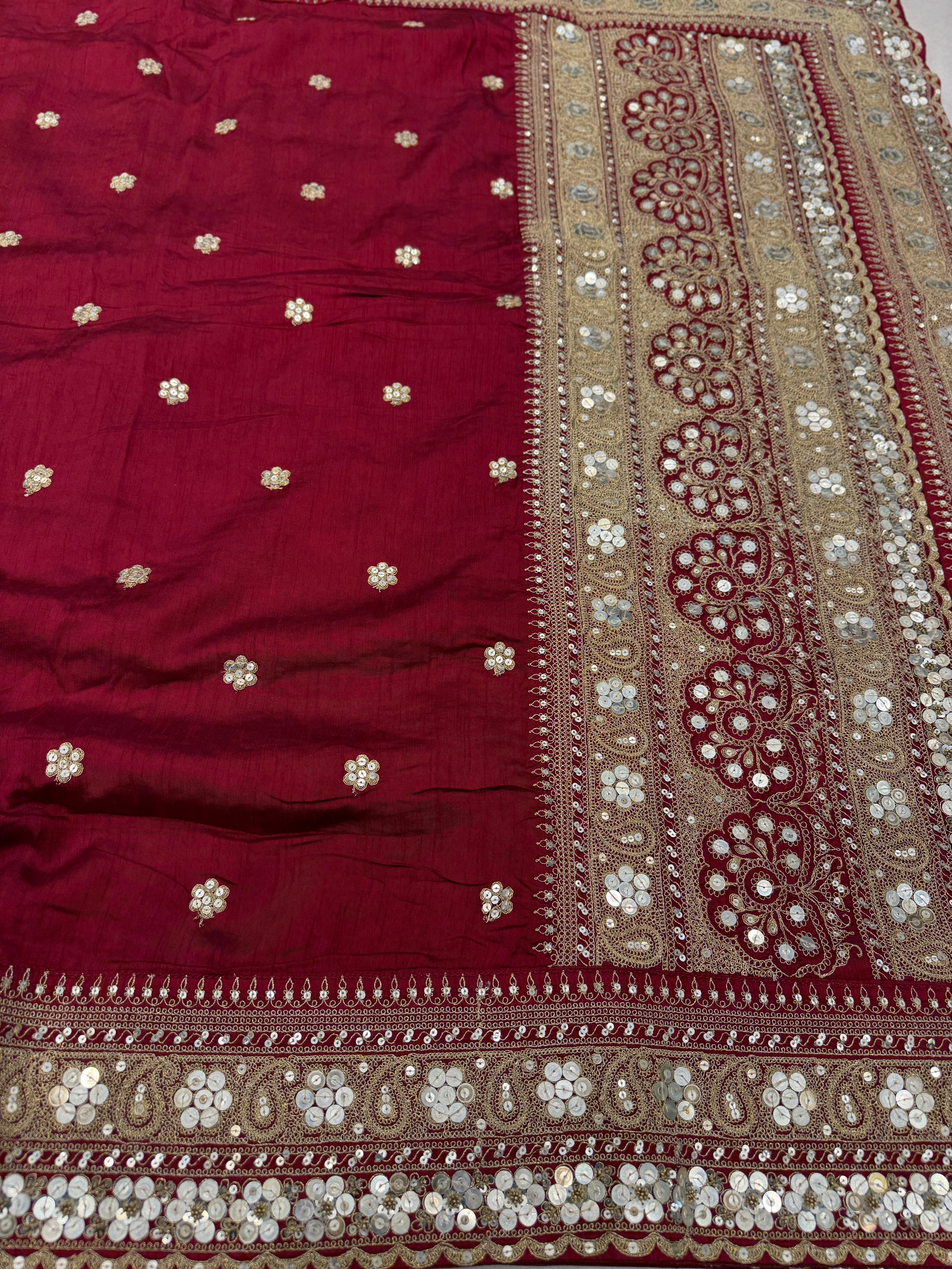 Maroon Sabyasachi Inspired Marodi Embroidery Pure Silk Saree jaal pallu Saree