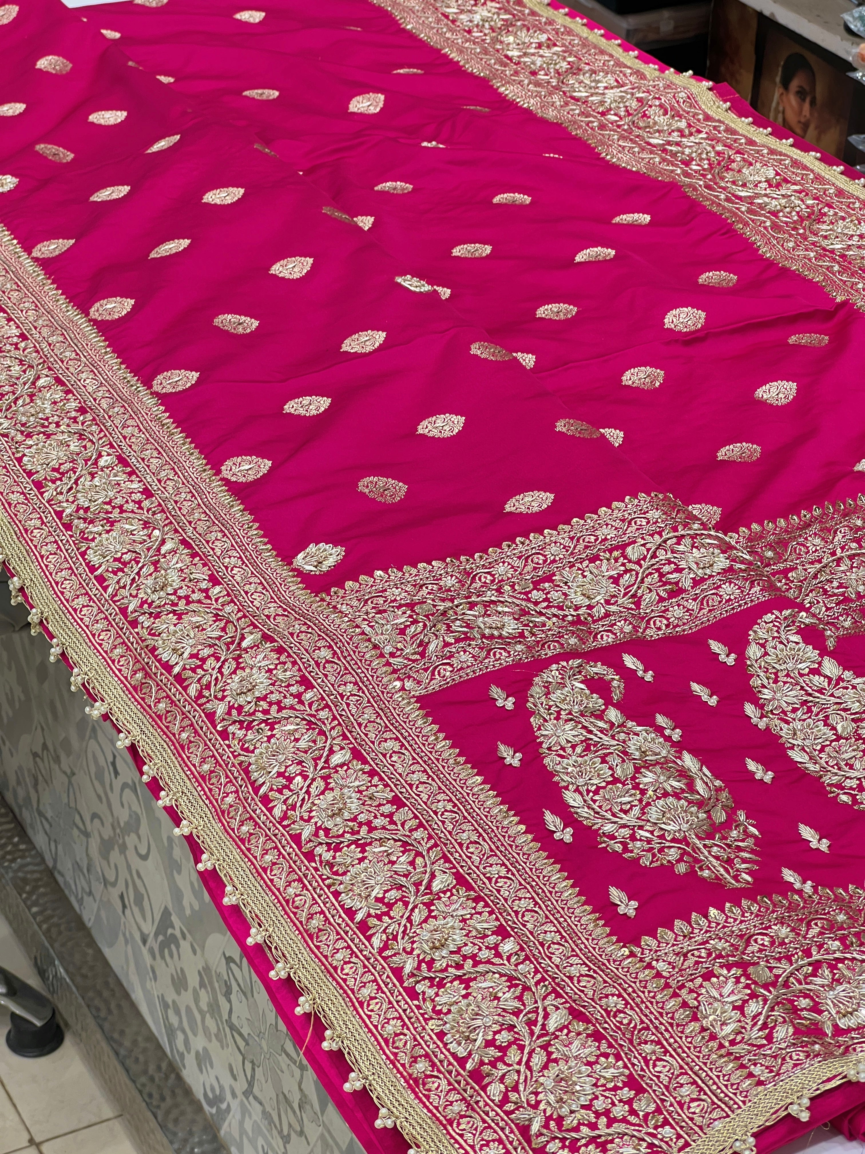 Rani Banarasi Silk Butti Zardozi Saree