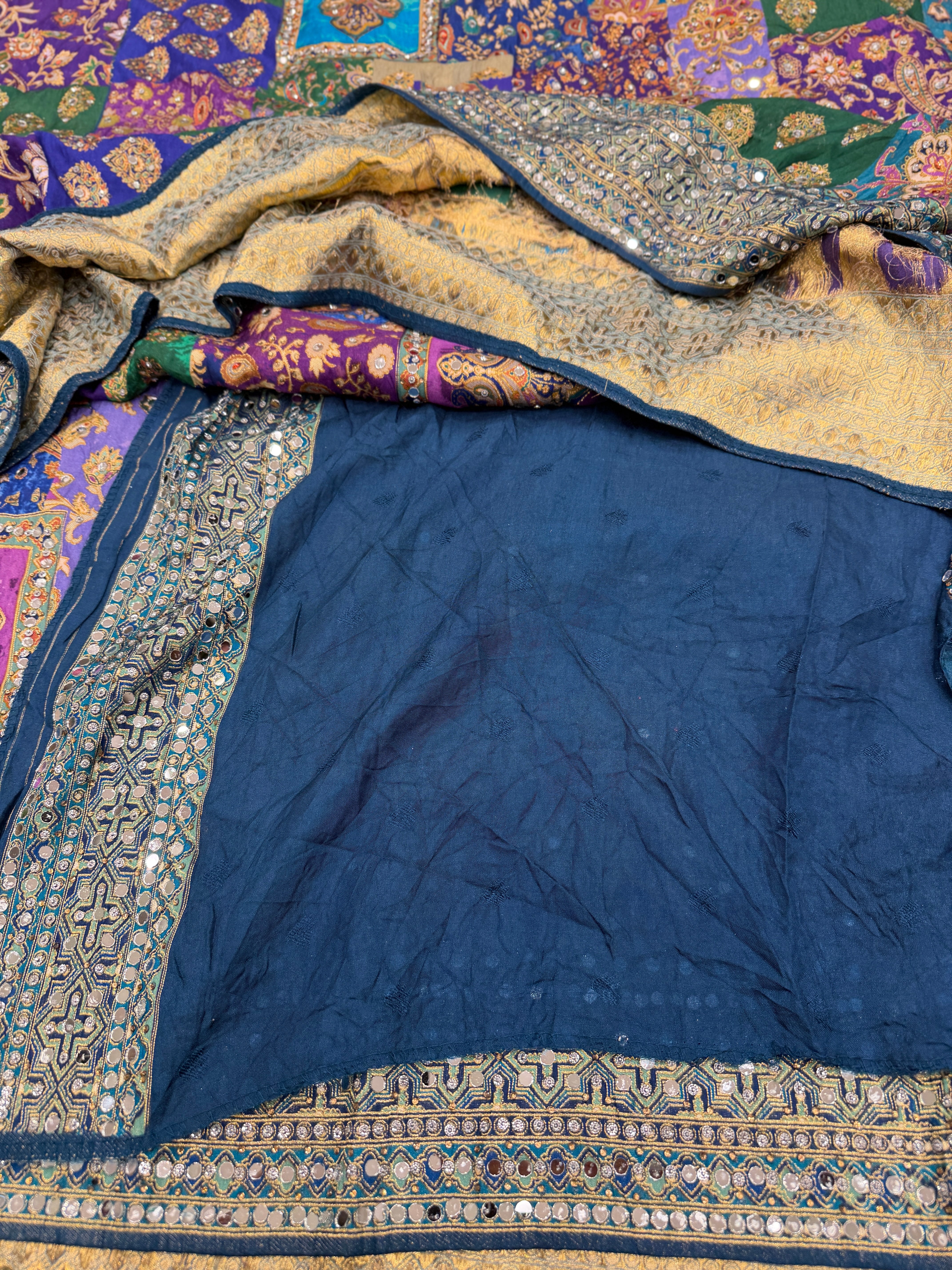 Violet TT Inspired Munga Silk Real Mirror Hand Embroidery Saree