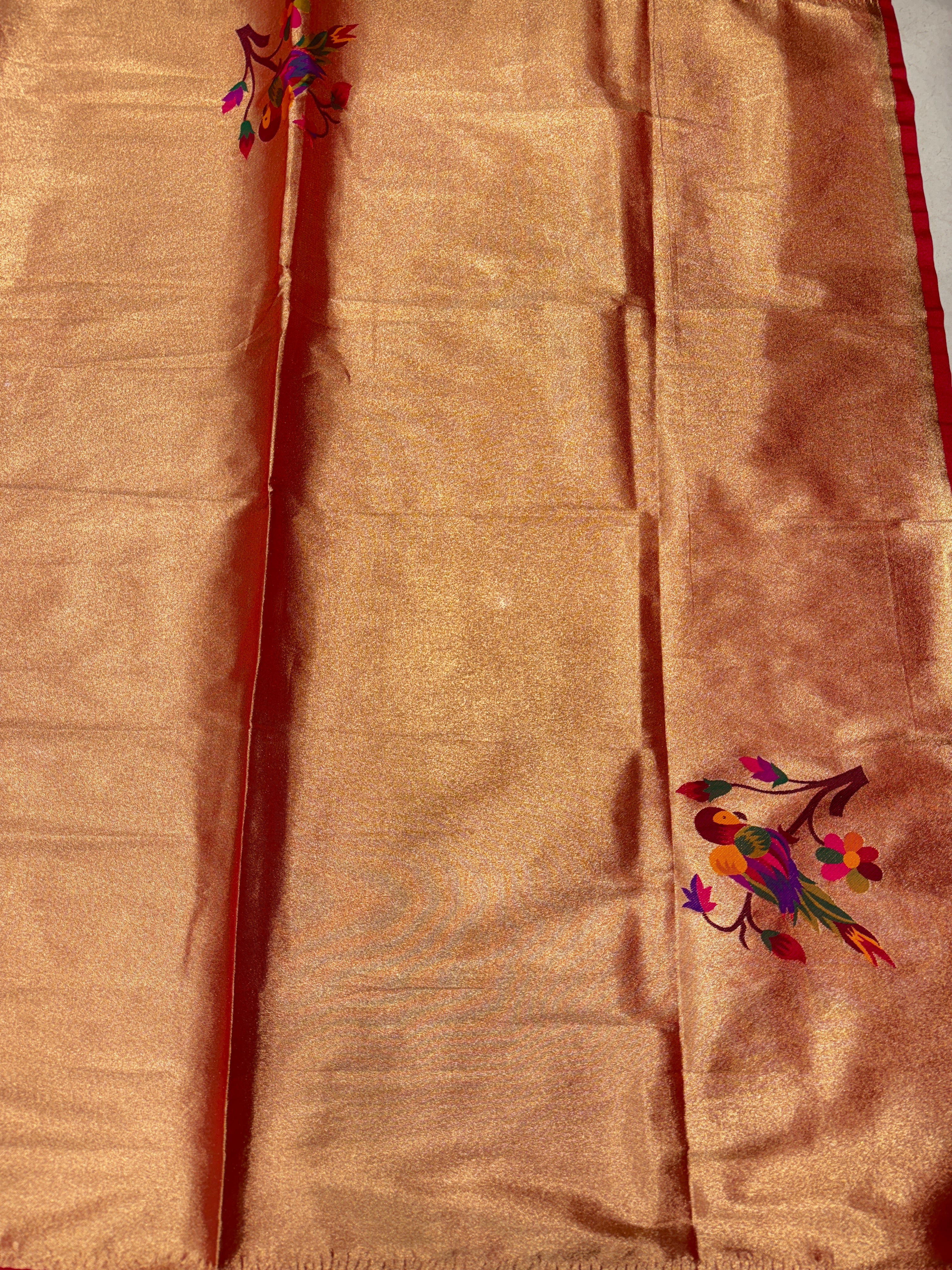 Tissue Paithani Blouse Piece Parrot