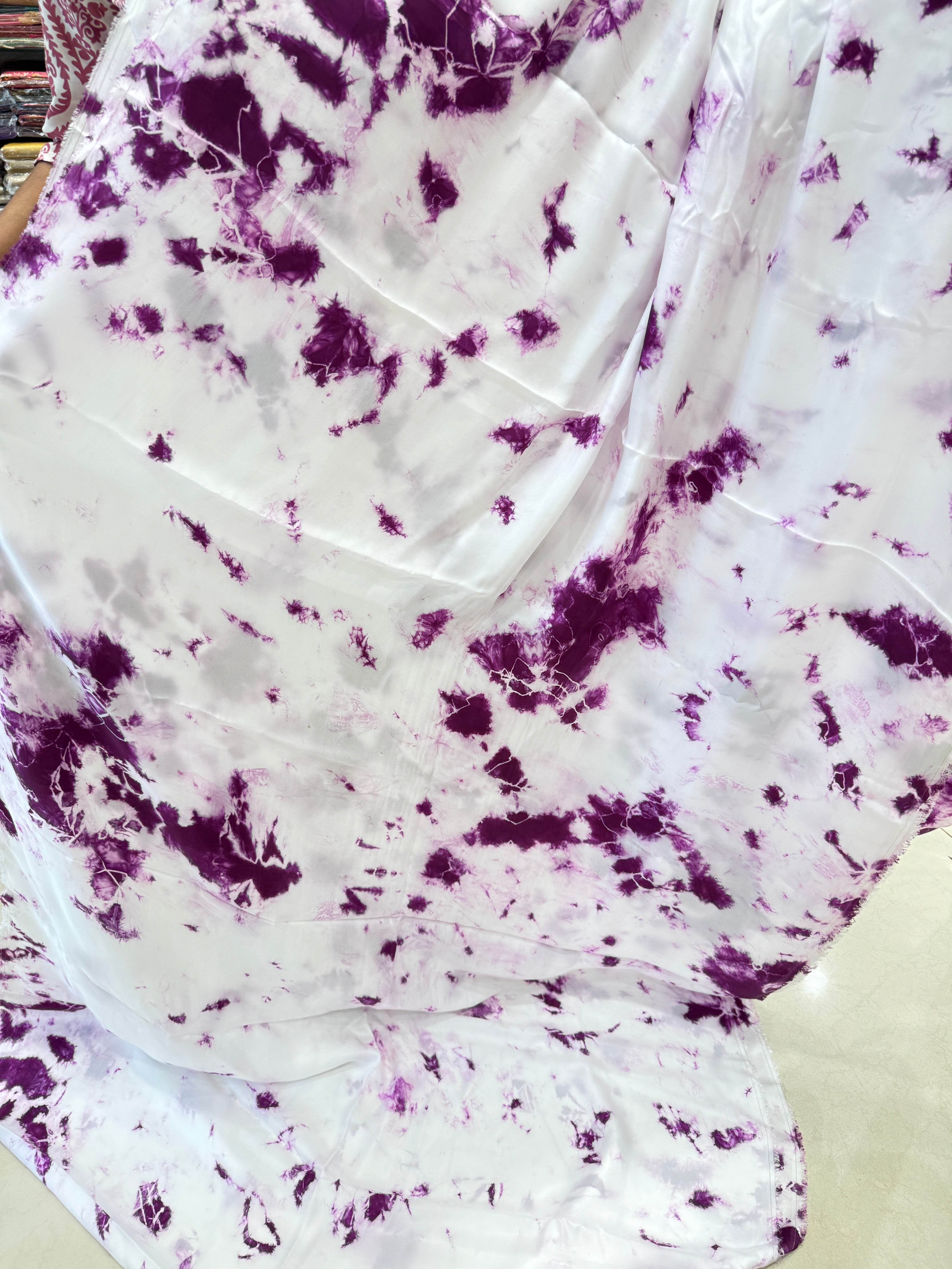 Satin Violet Resist Dye Saree