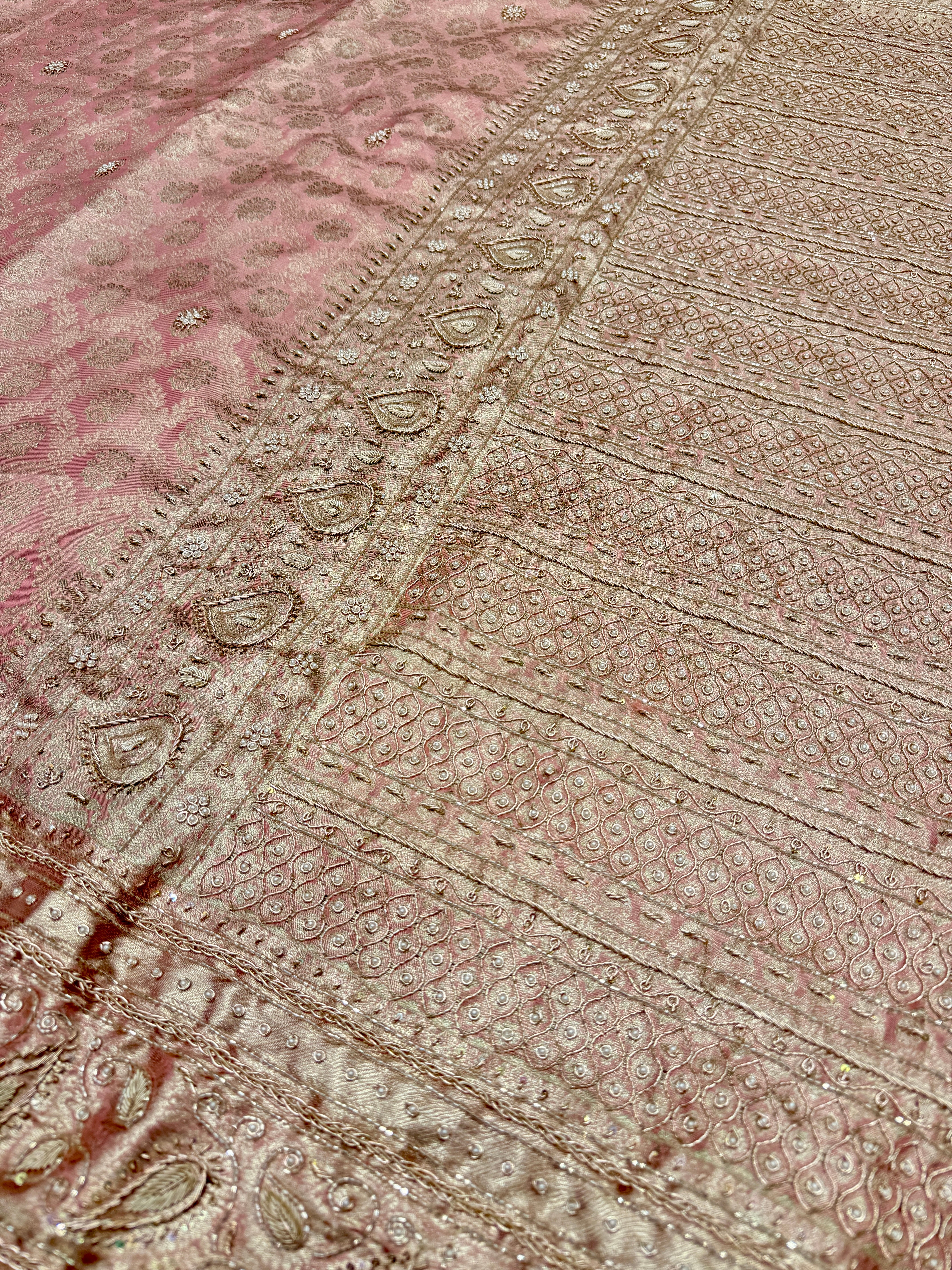 Pink Tissue Kanjivaram Contemporary Hand Embroidery Saree