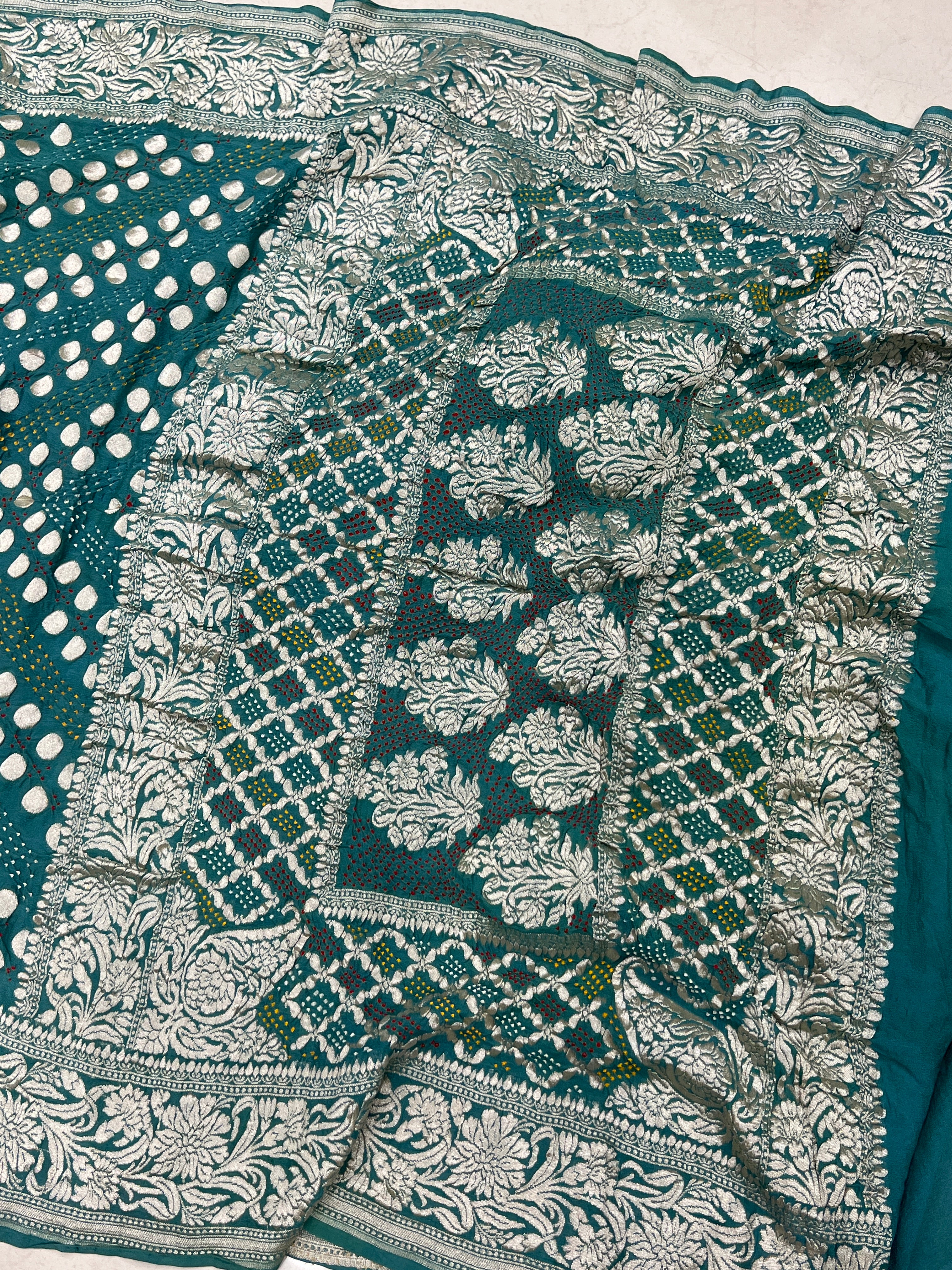 Sage Green Kadwa Weave Bandhej Saree