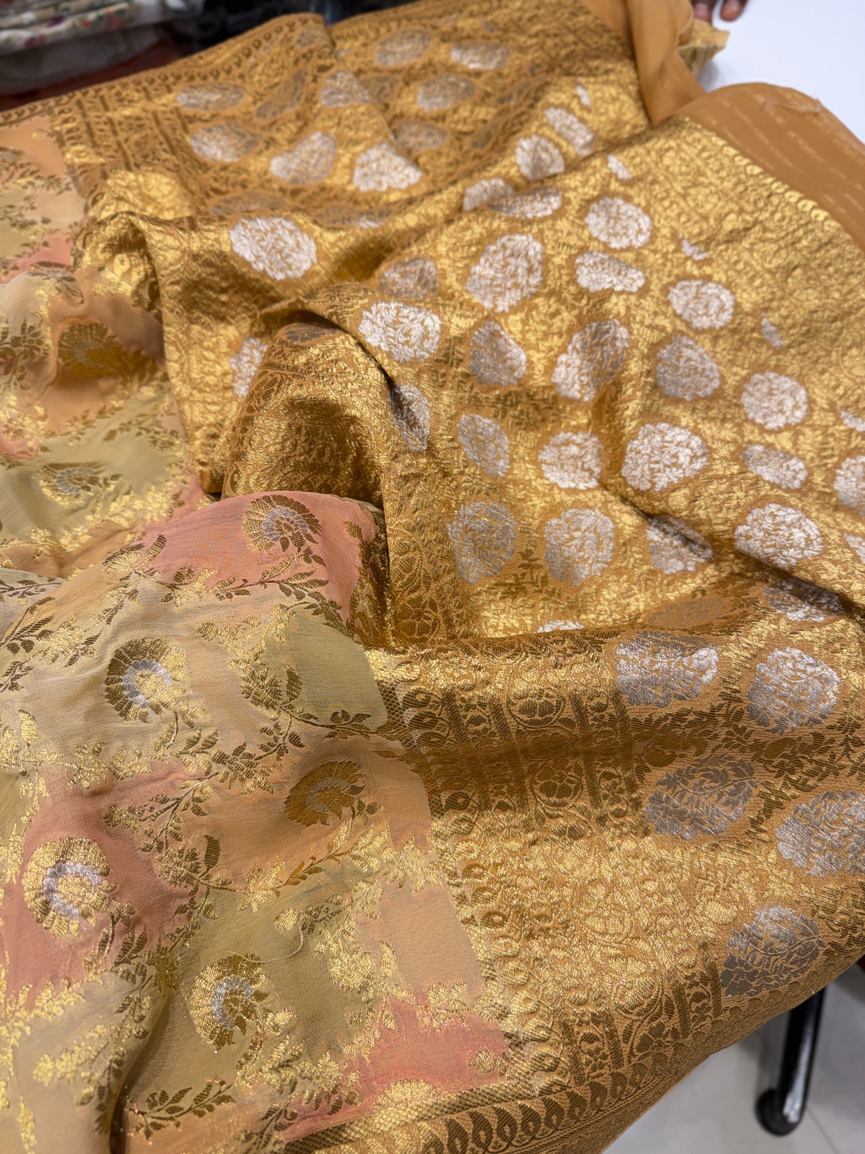 Brush Paint Banarasi Khaddi Georgette Saree