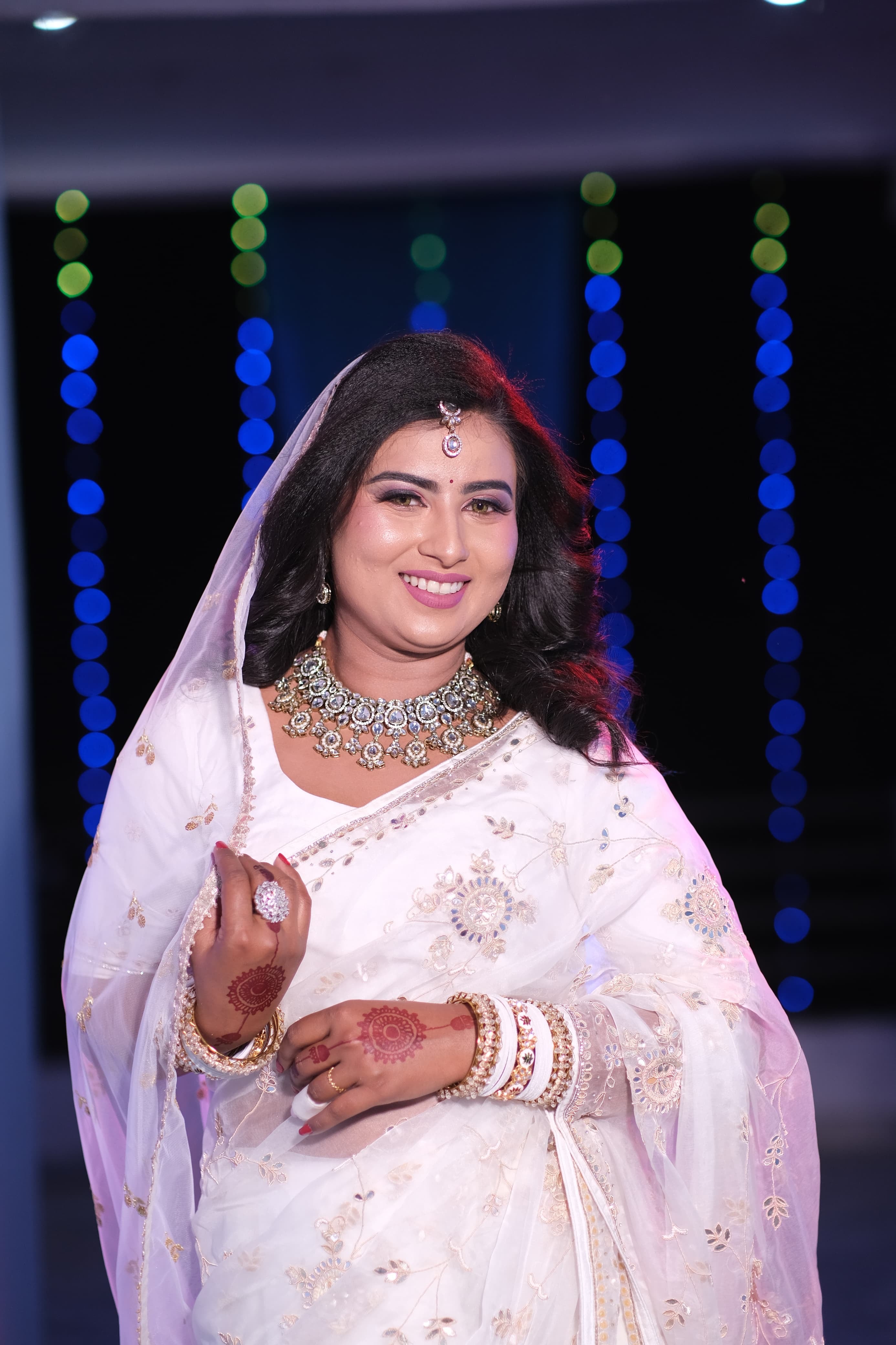 White Organza Alia Bhatt Inspired Embroidery Saree