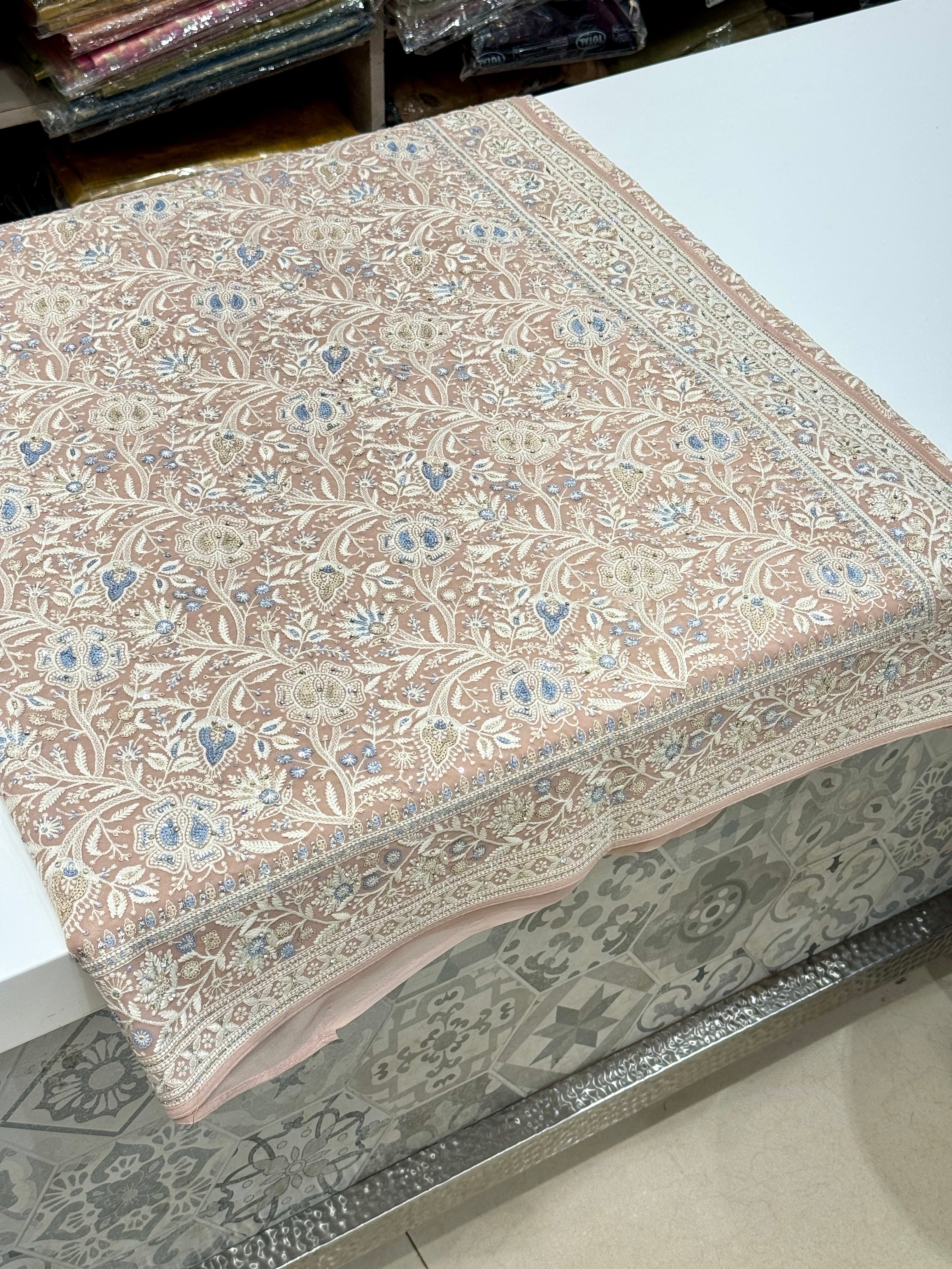 Nude Pink Chikankari Saree