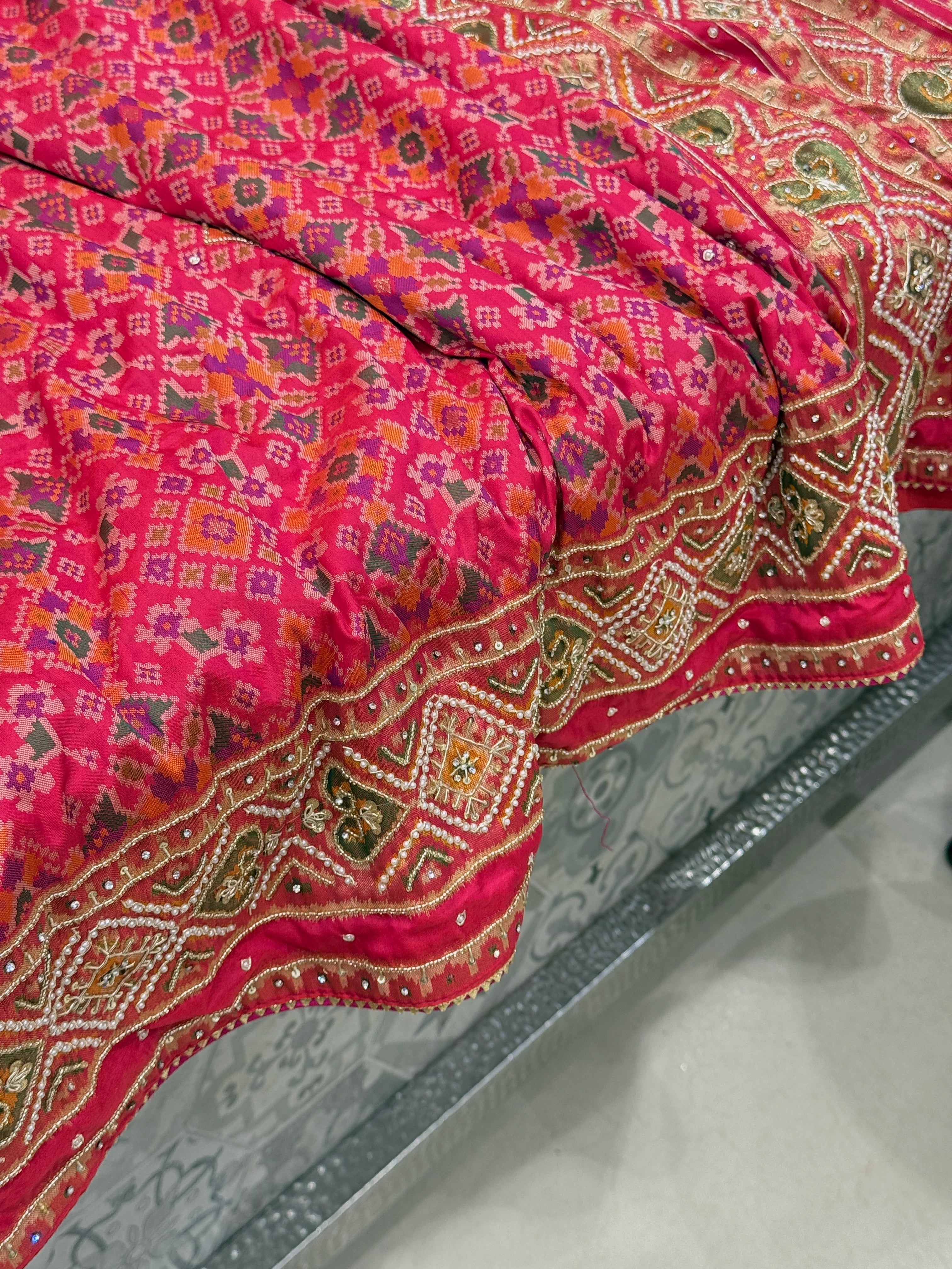 Rani Patola Ratan Bhat Hand Embroidery Saree