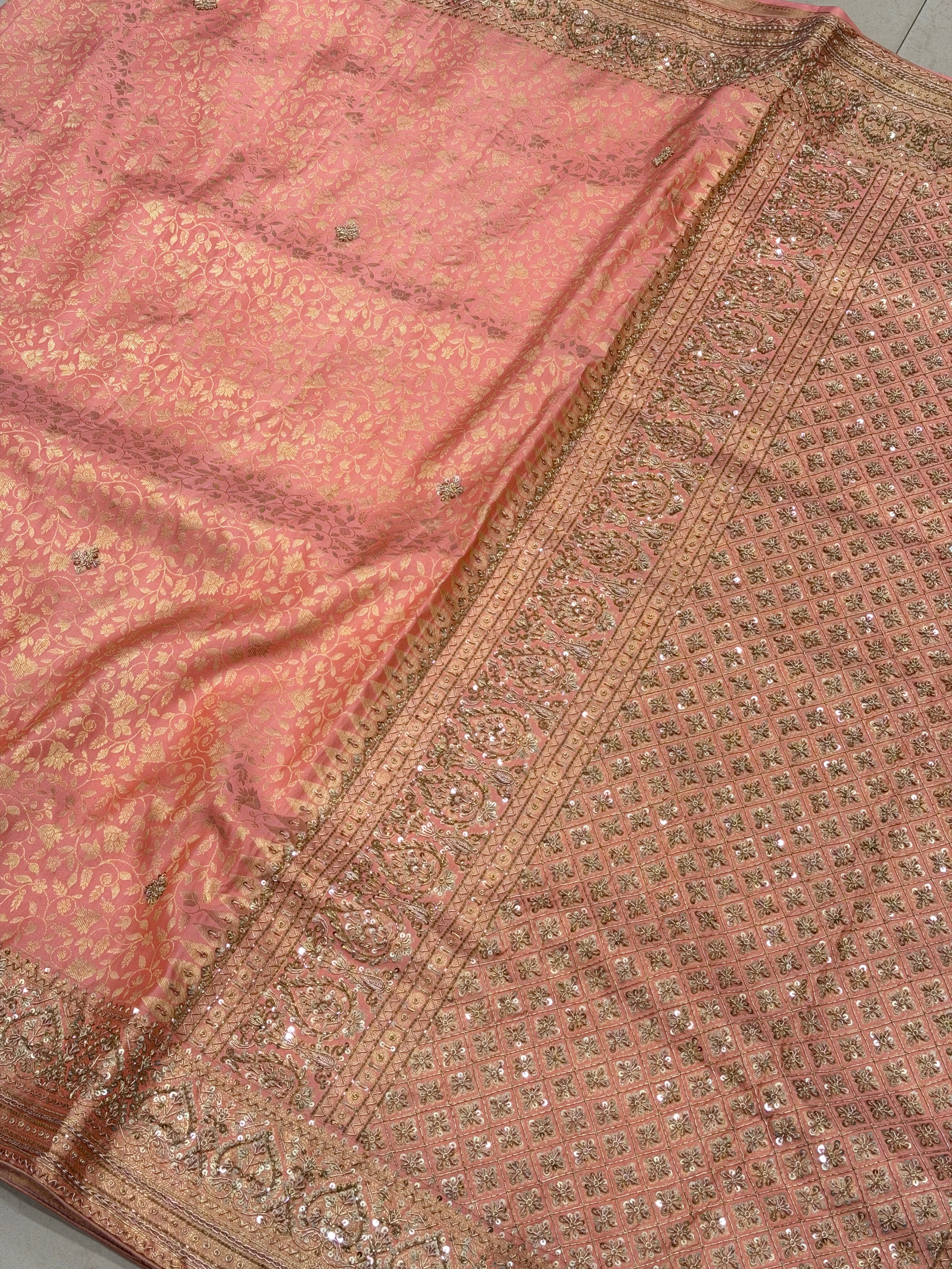 Pastel Kanjivaram Zardosi Hand Embroidery Saree