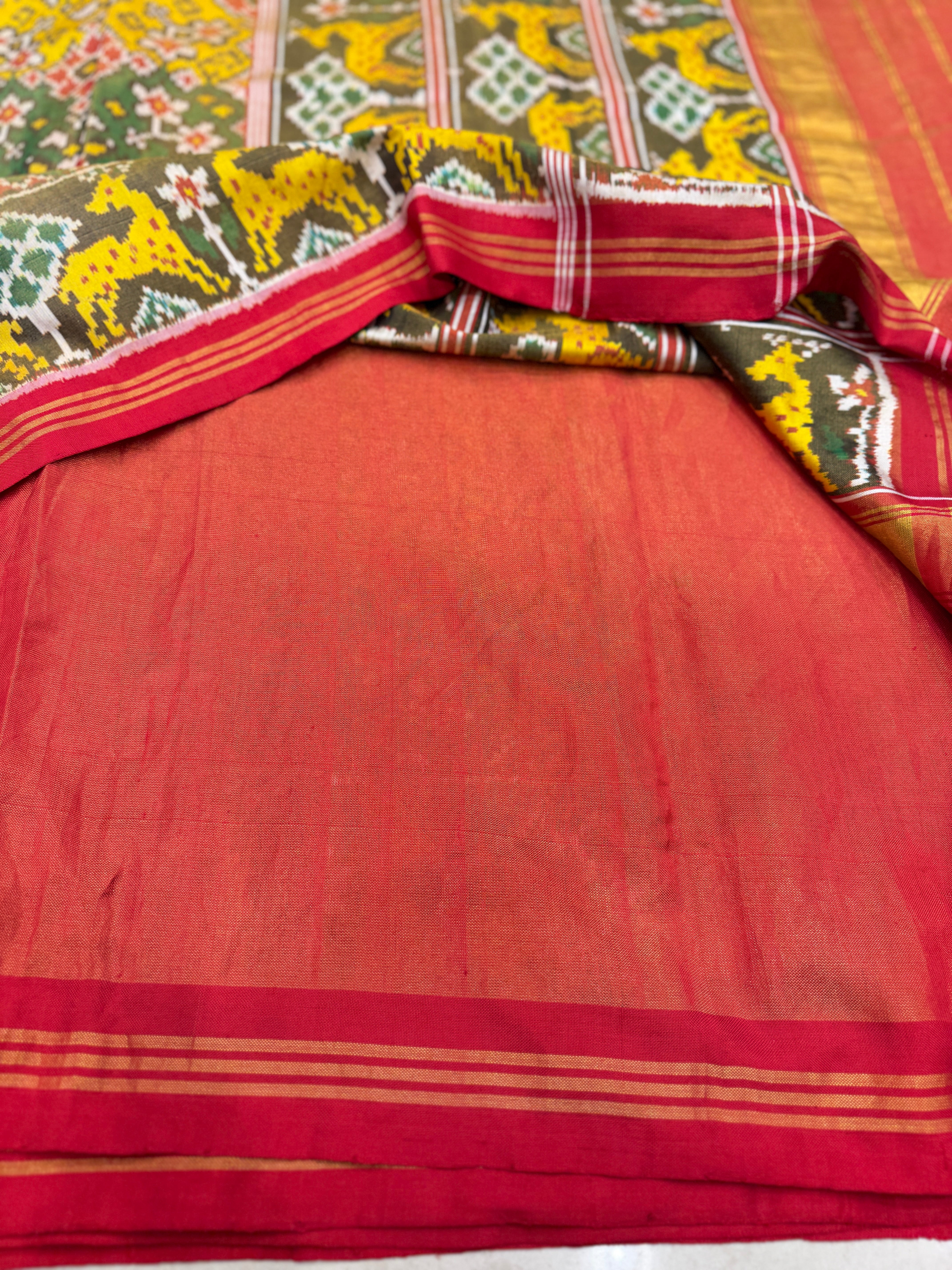 Contemporary Navratna Tissue Handloom Patan Patola Ikat Saree