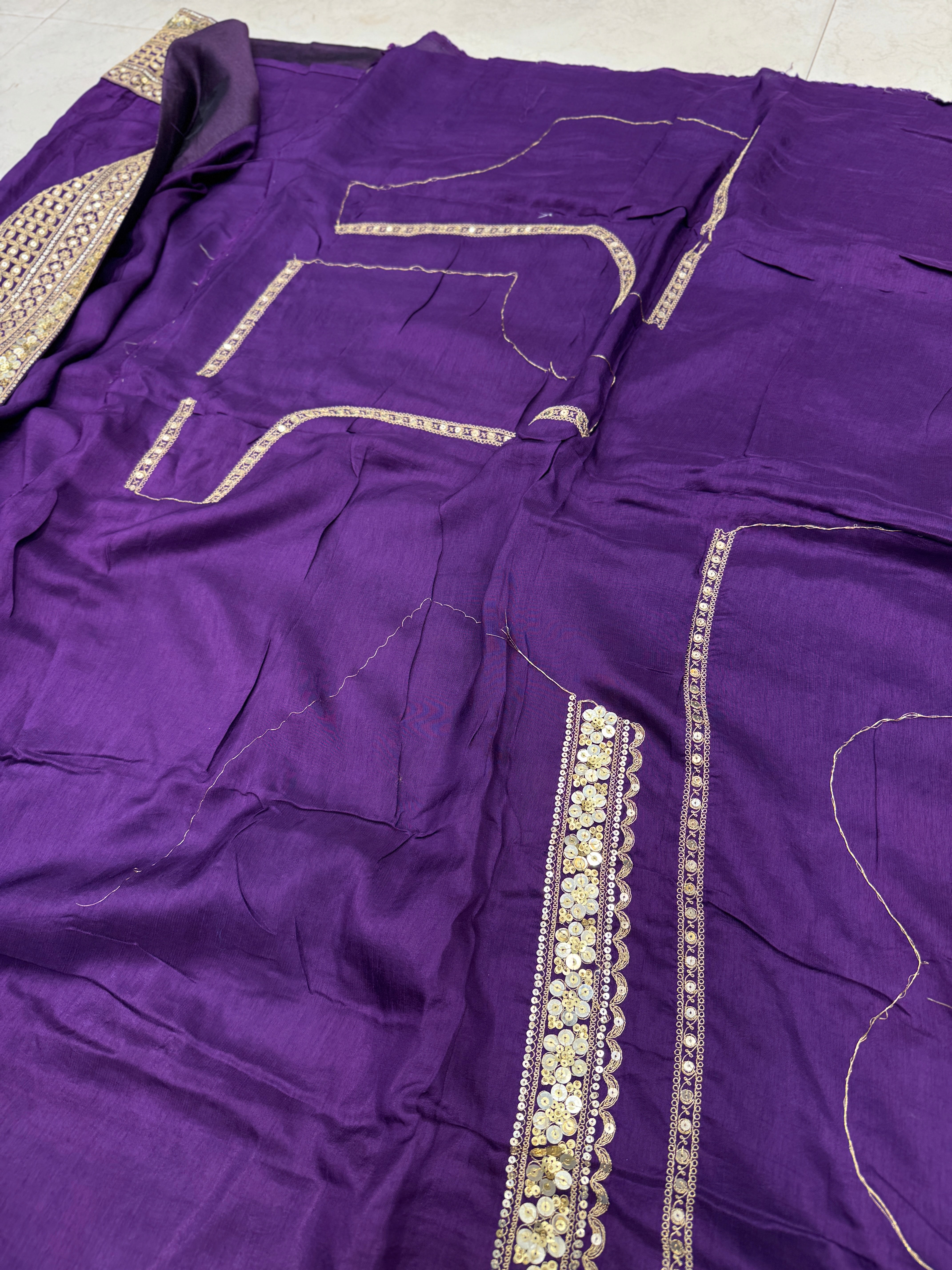 Wine Marodi Embroidery Pure Silk Saree Pallu Butta