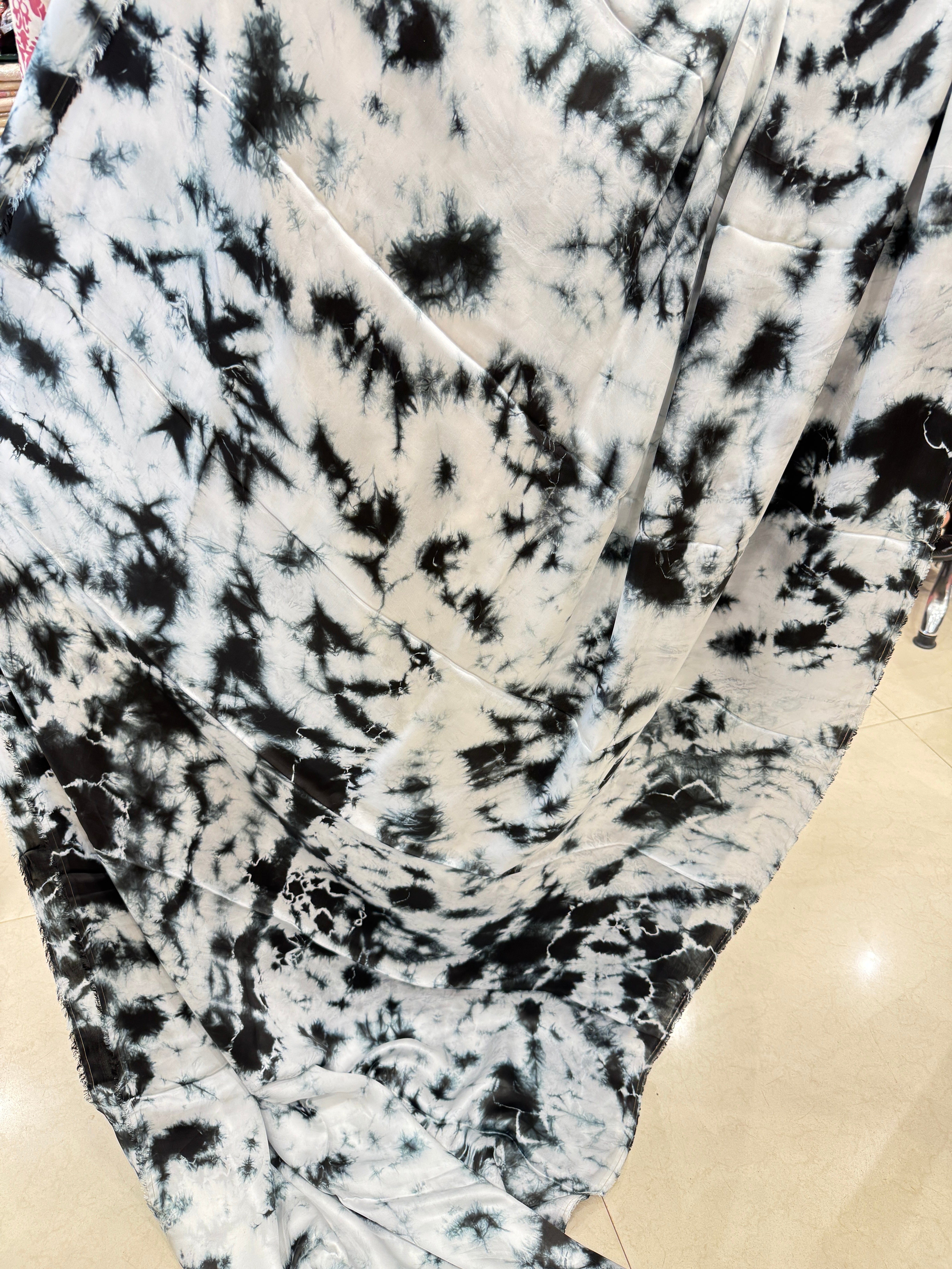 Satin Black Resist Dye Saree