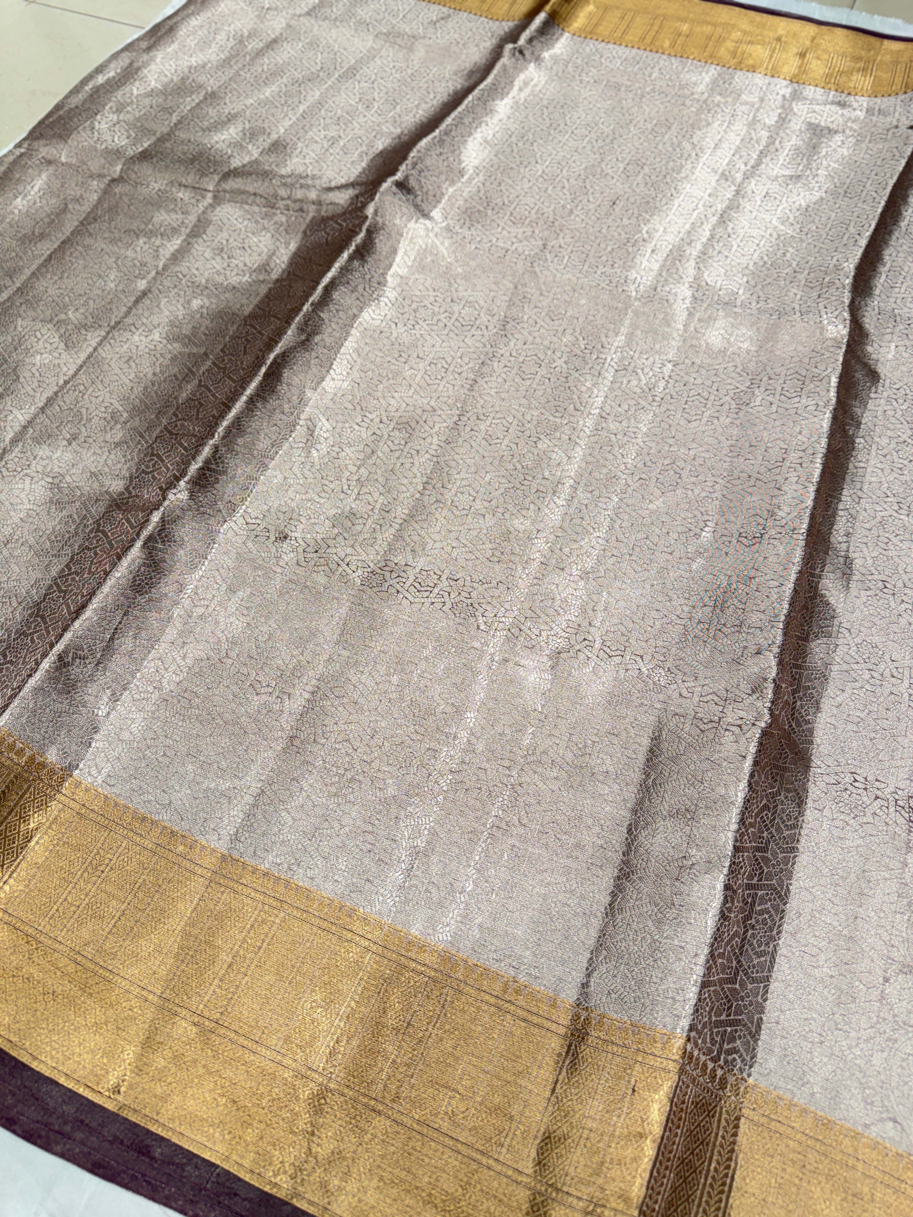 Purple Pure Woven Double Tissue Brocade Silk Saree