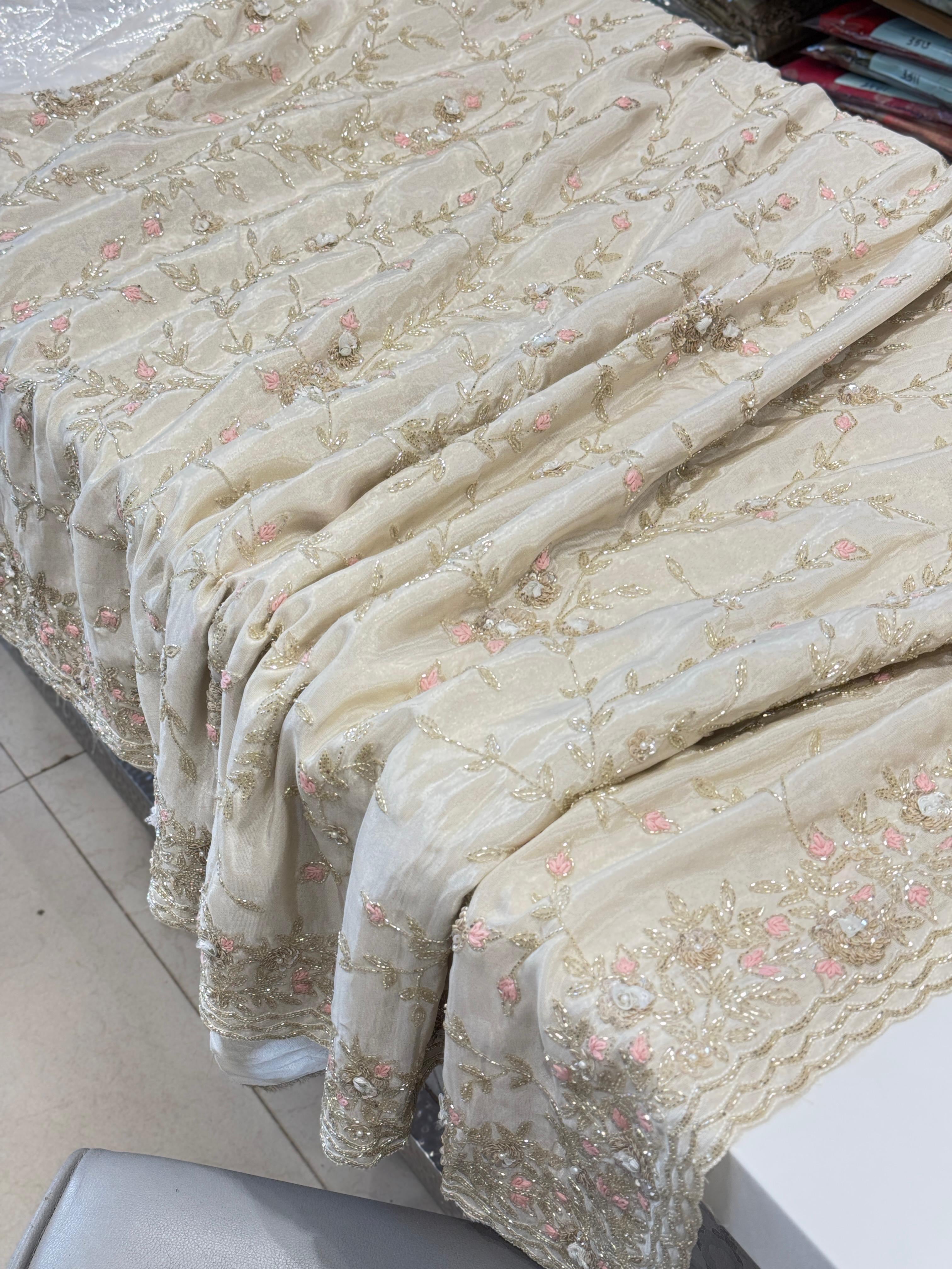Crepe Tissue Embroidery Saree