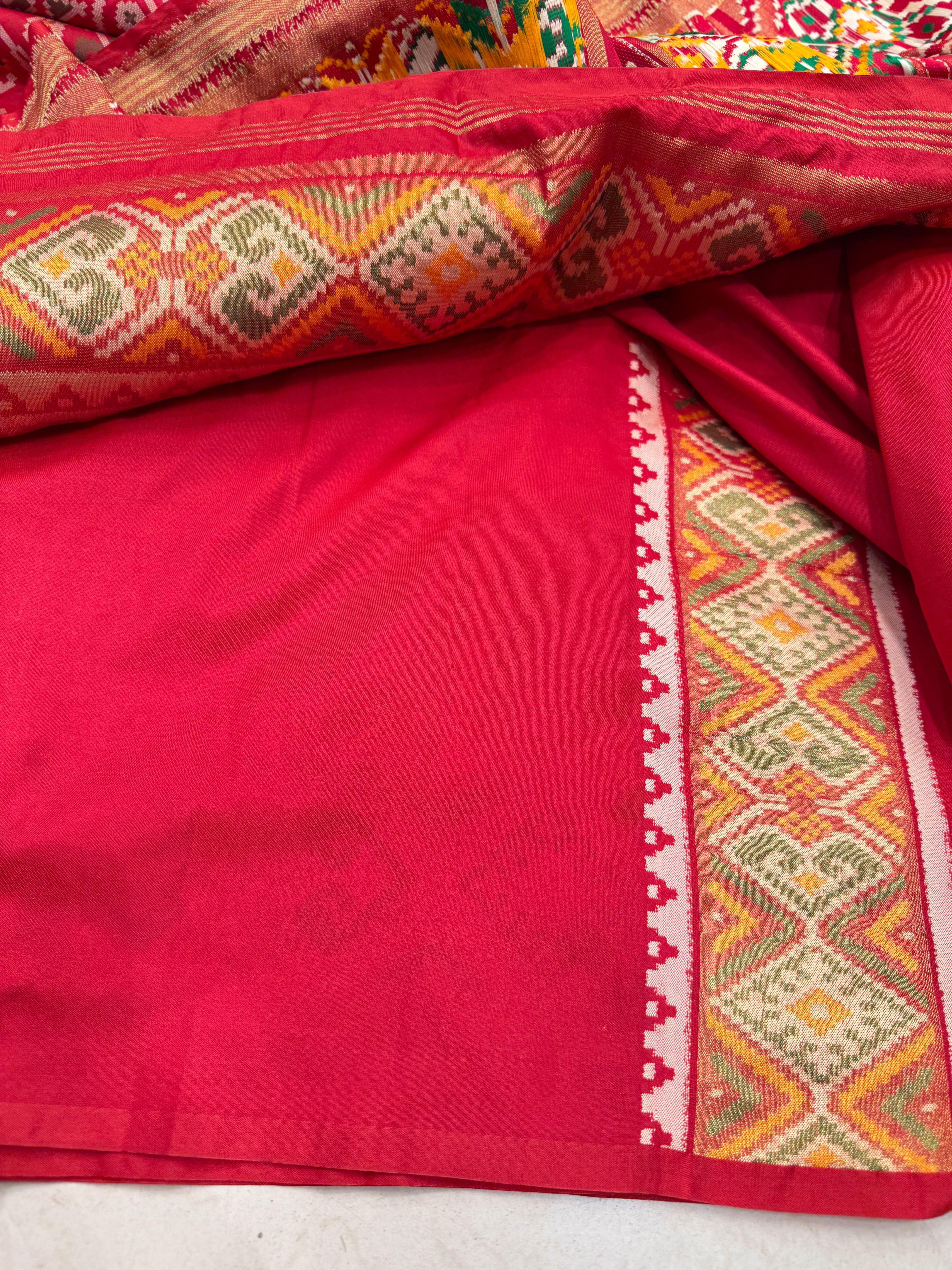 Red Crown Jaal Semi Silk Patan Patola Saree