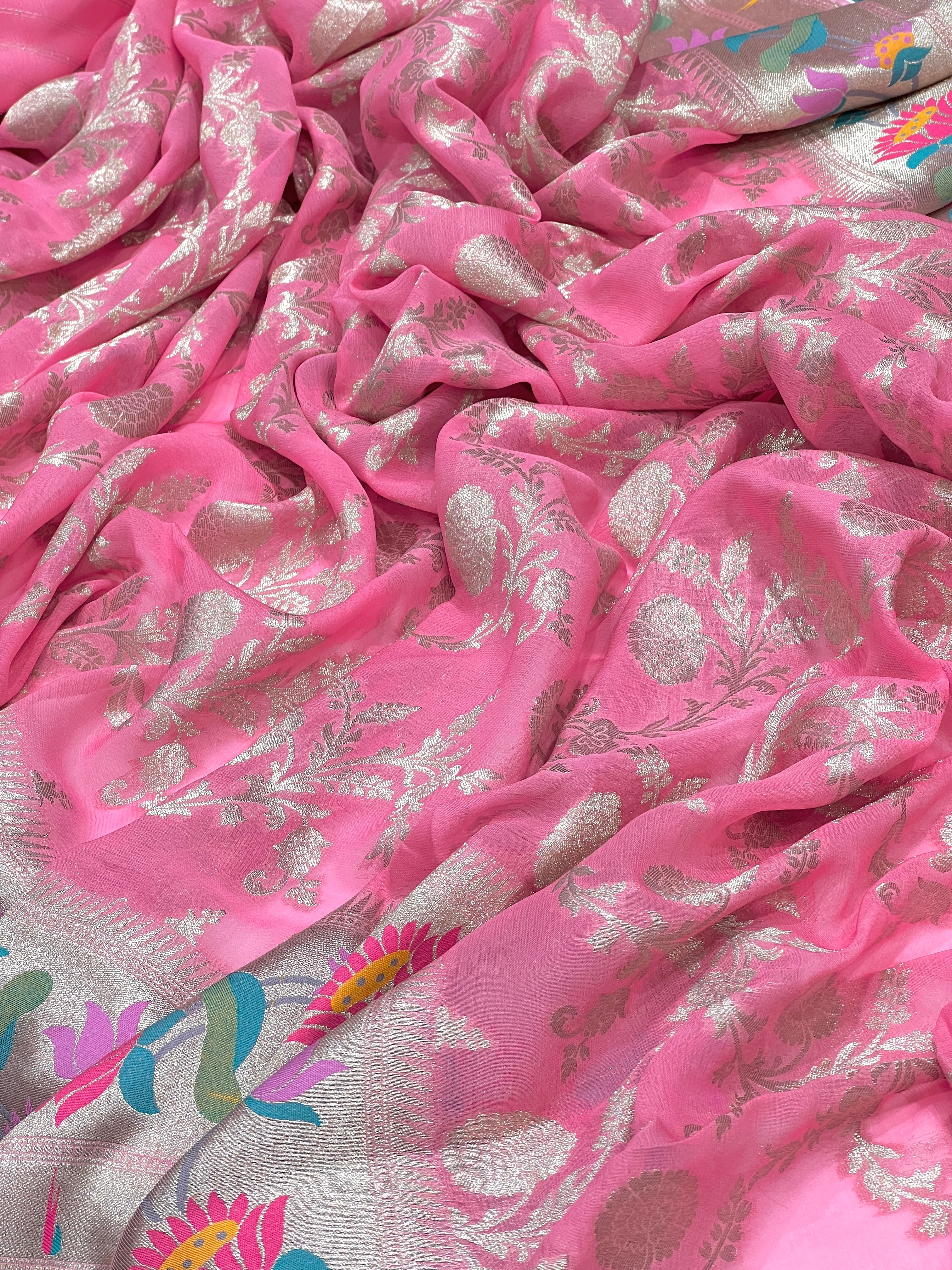 Pink Georgette Paithani