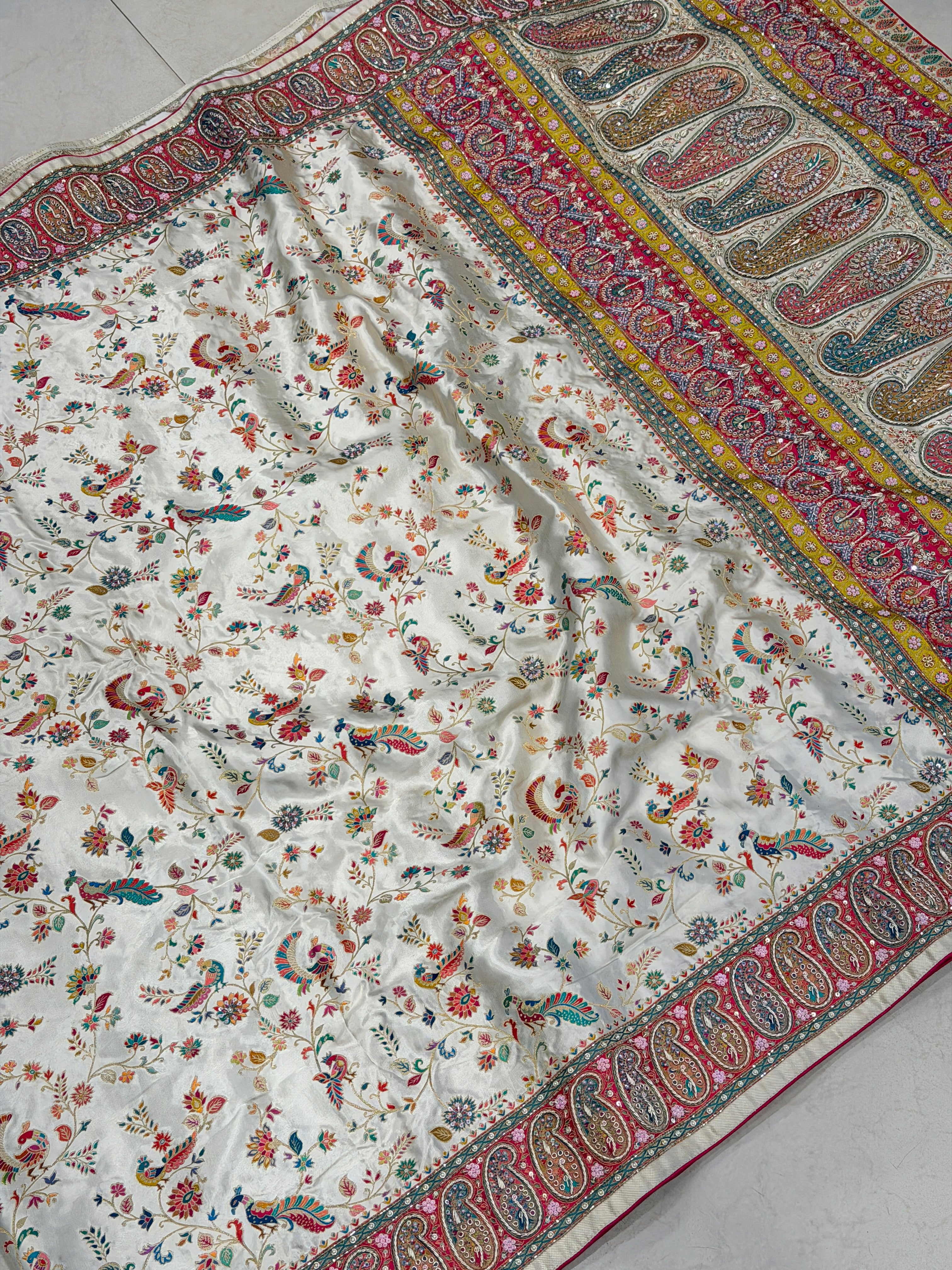 Banarasi Modal Rangkat Zardosi Hand Embroidery Meenakari Saree