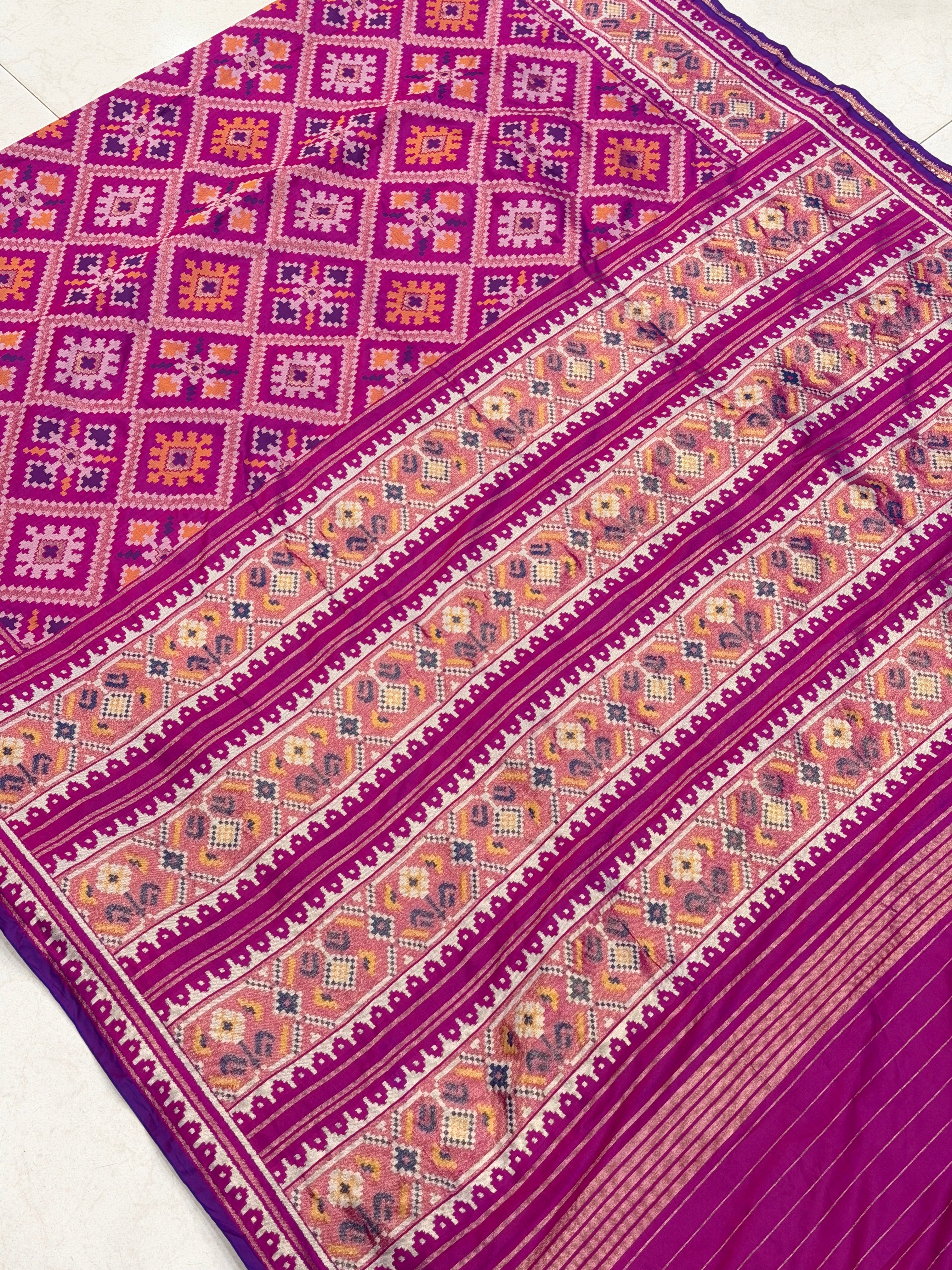 Violet Ratan Chowk Semi Silk Weaved Patan Patola Saree