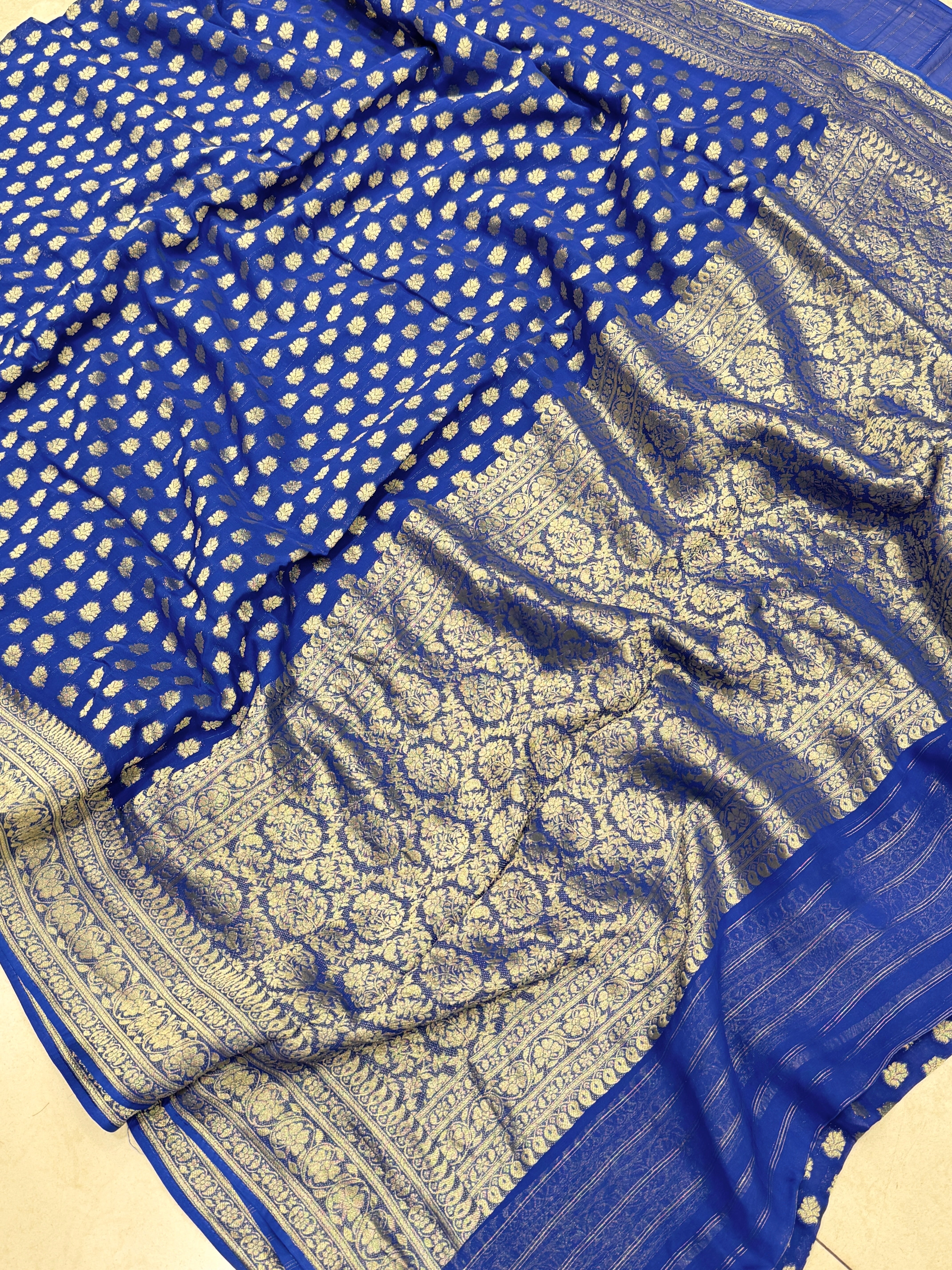 Royal Blue Butti Banarasi Georgette Saree