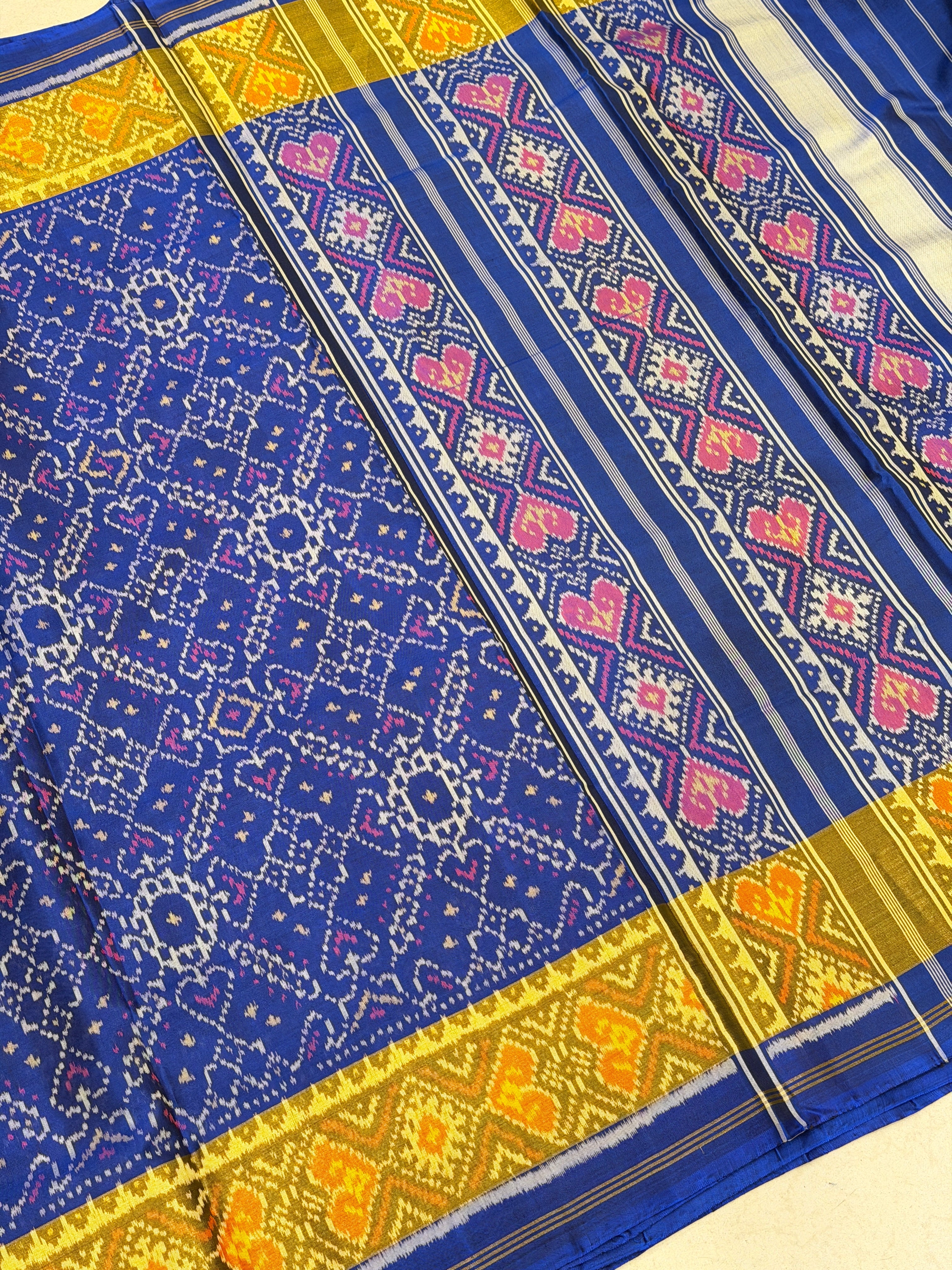 Blue Manek Chowk Pure Silk Patan Patola Handloom Saree
