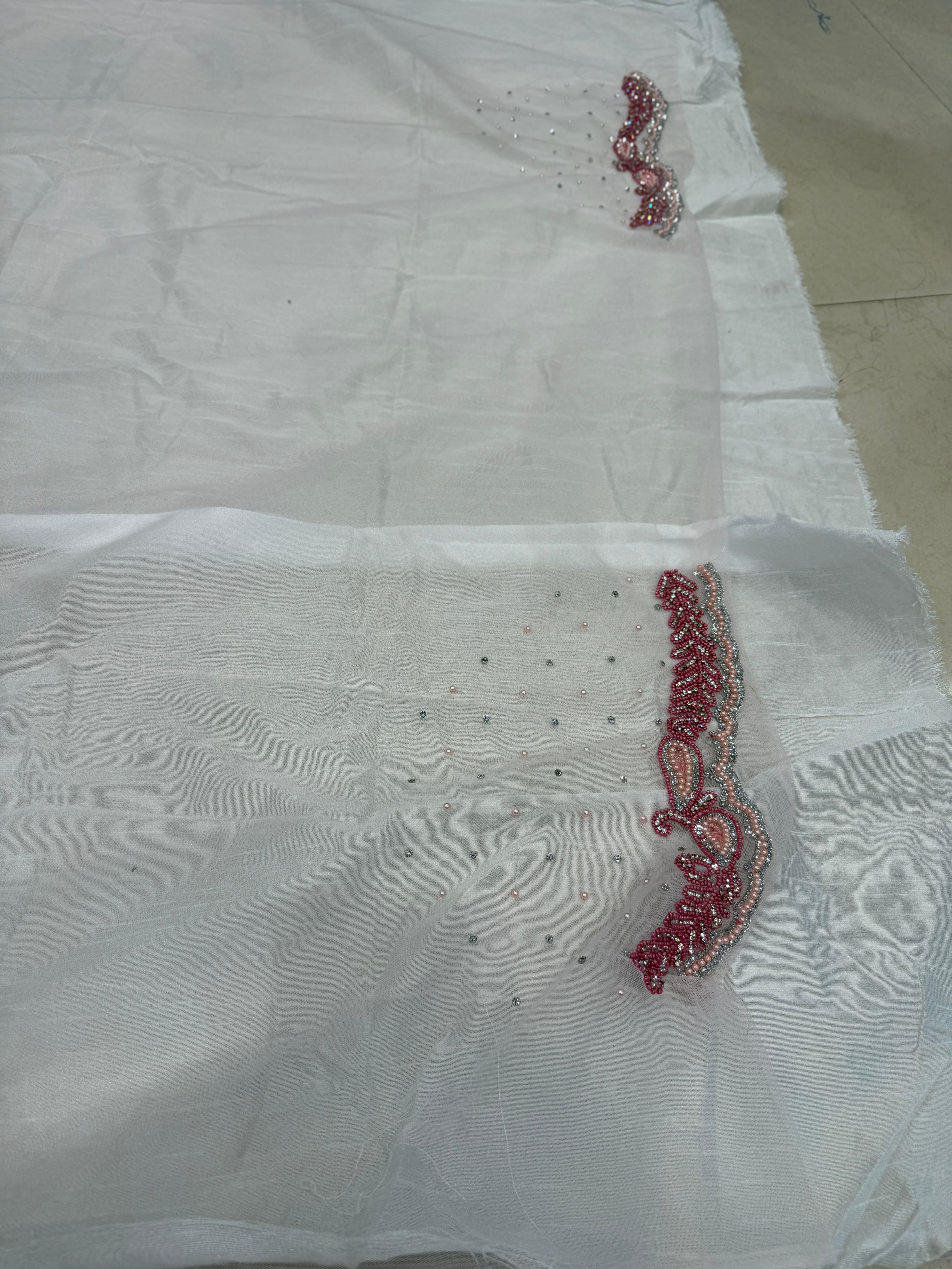 Organza Buttis Hand Embroidery Blouse Piece