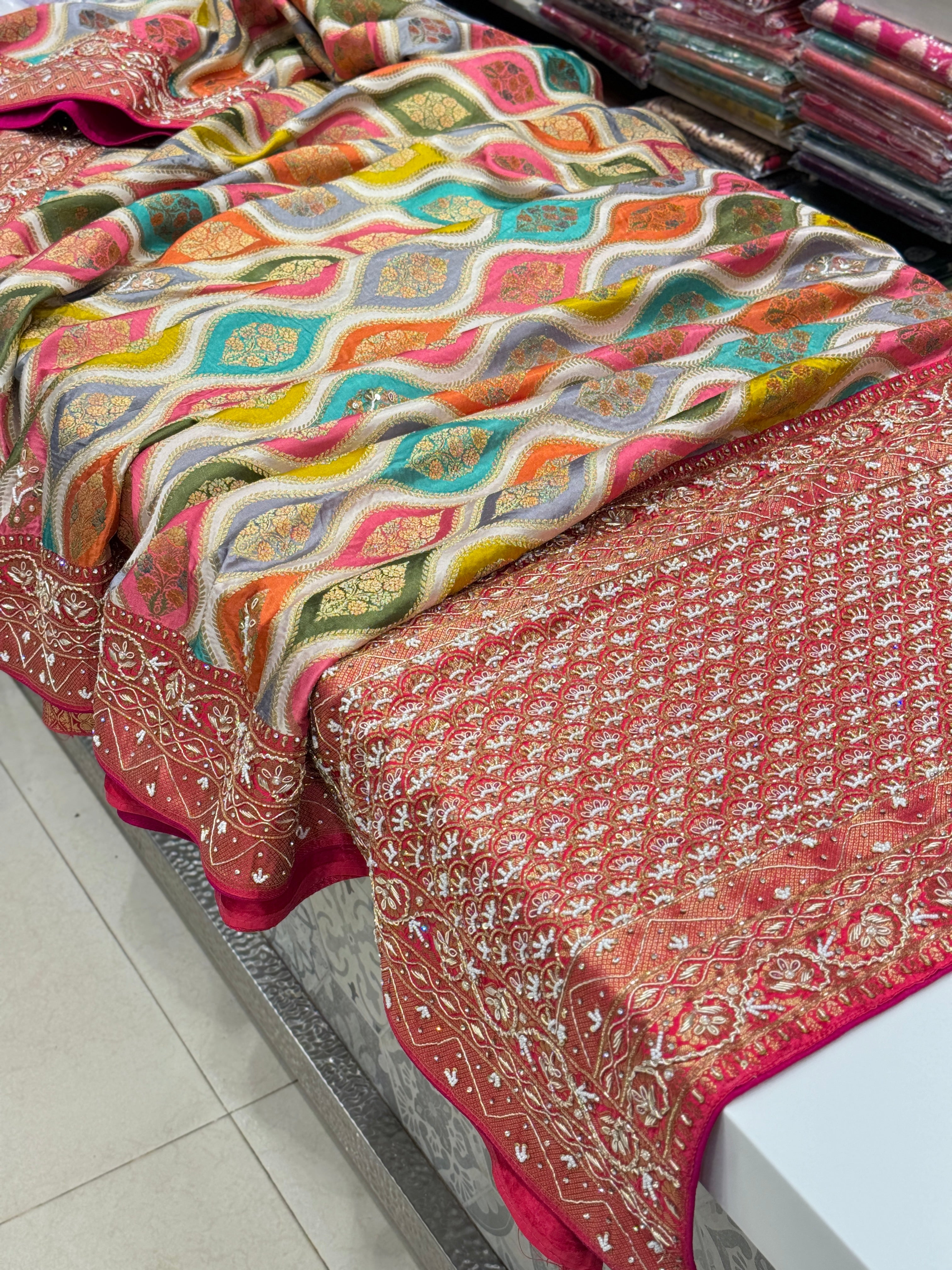 Banarasi Modal Rangkat Hand Embroidery Saree