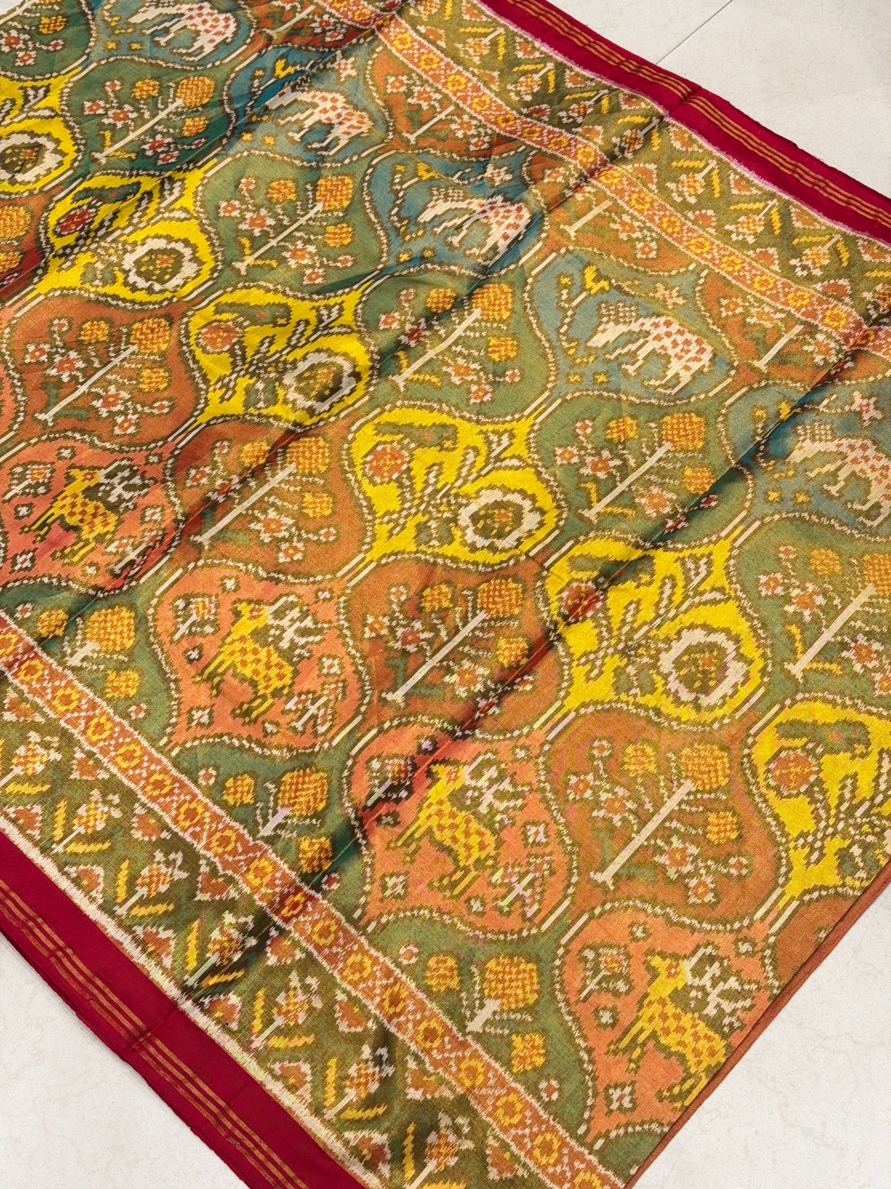Contemporary Chhabdi Tissue Handloom Patan Patola Ikat Saree
