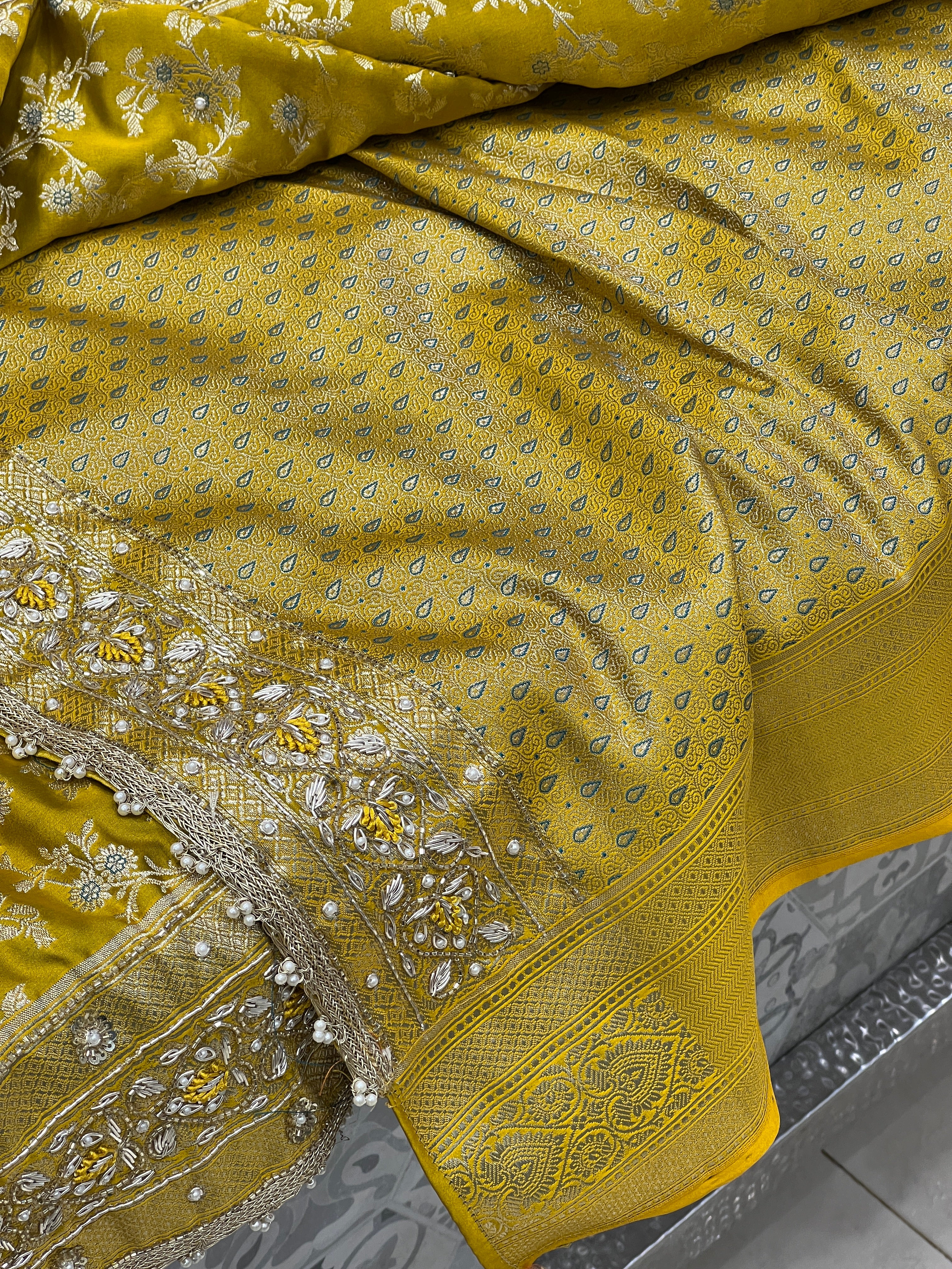 Chatni Colour Banarasi Silk Resham Embroidery Saree