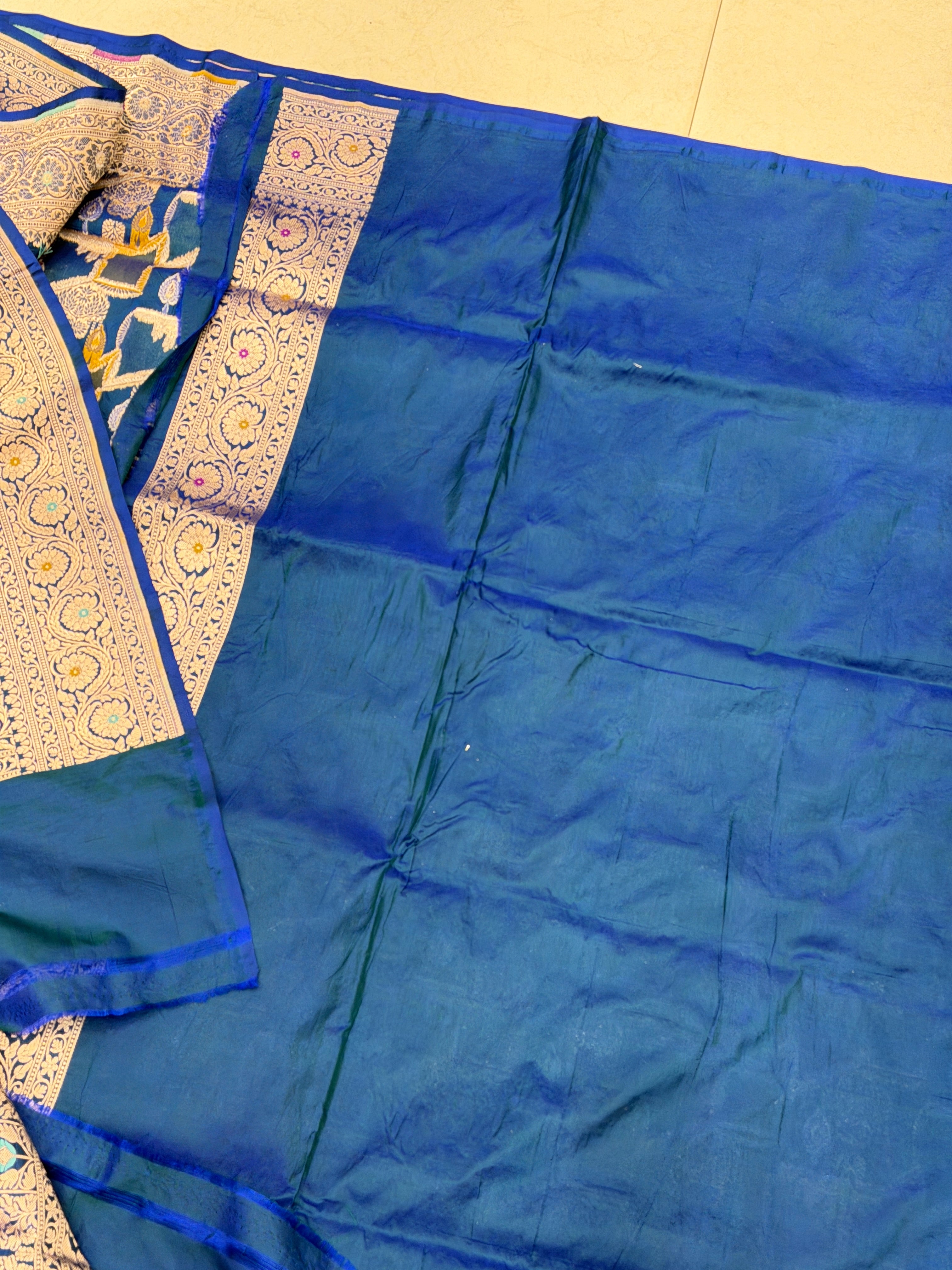 Blue Banarasi Rangkat Handloom Katan Silk Saree