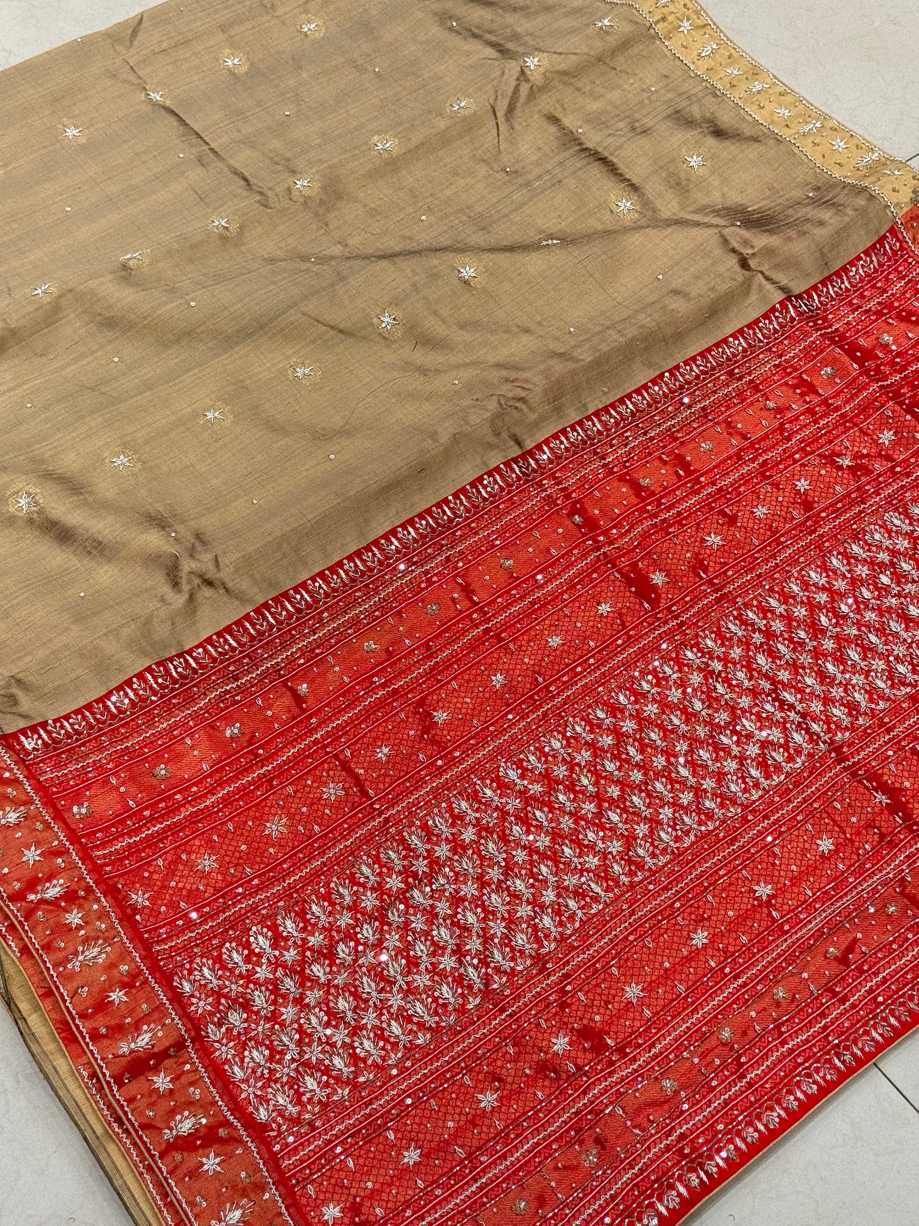 Tussor Kanjivaram Hand Embroidery Saree