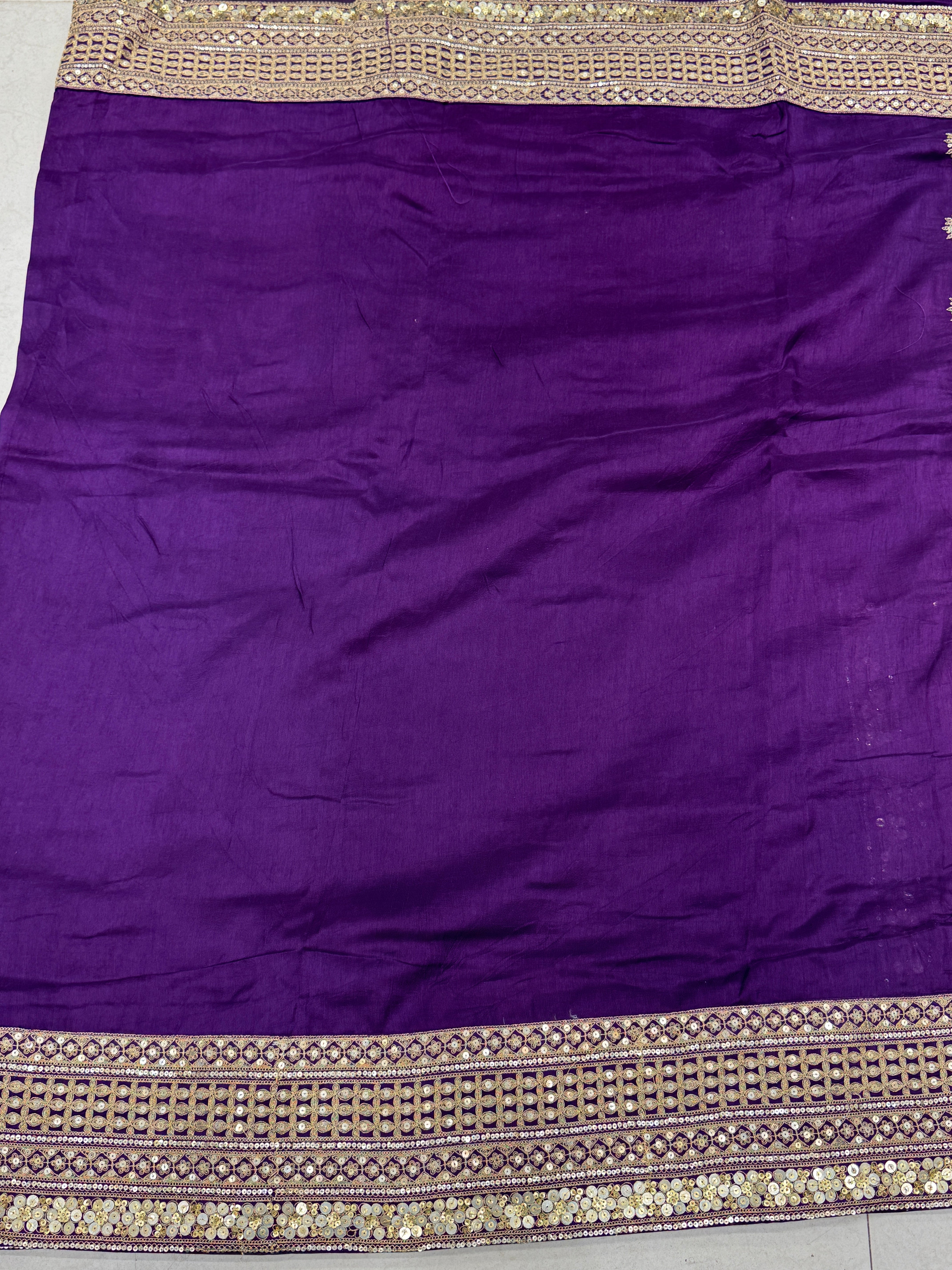 Wine Marodi Embroidery Pure Silk Saree Pallu Butta