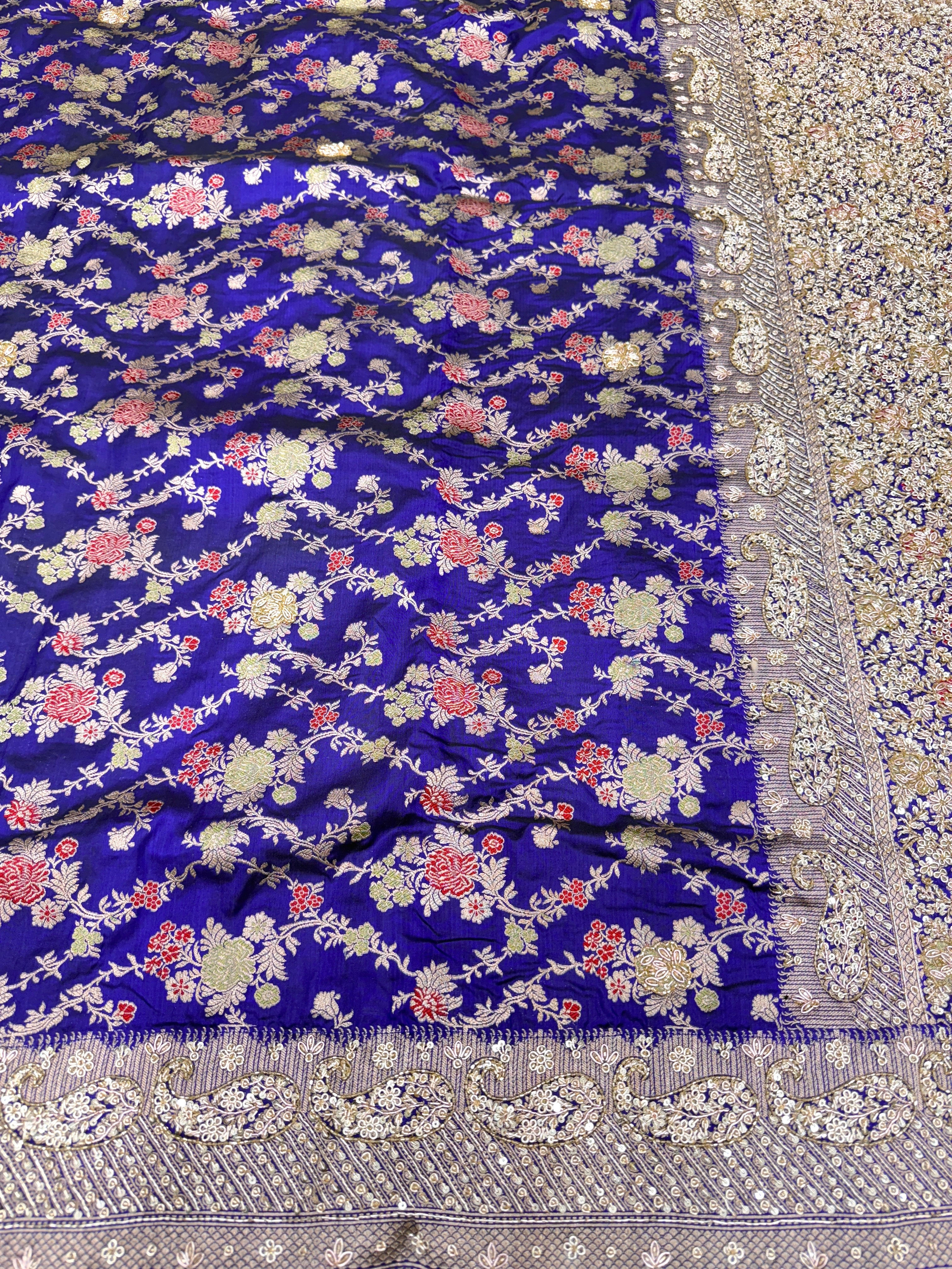Violet Meenakari Katan Zardosi Embroidery Saree