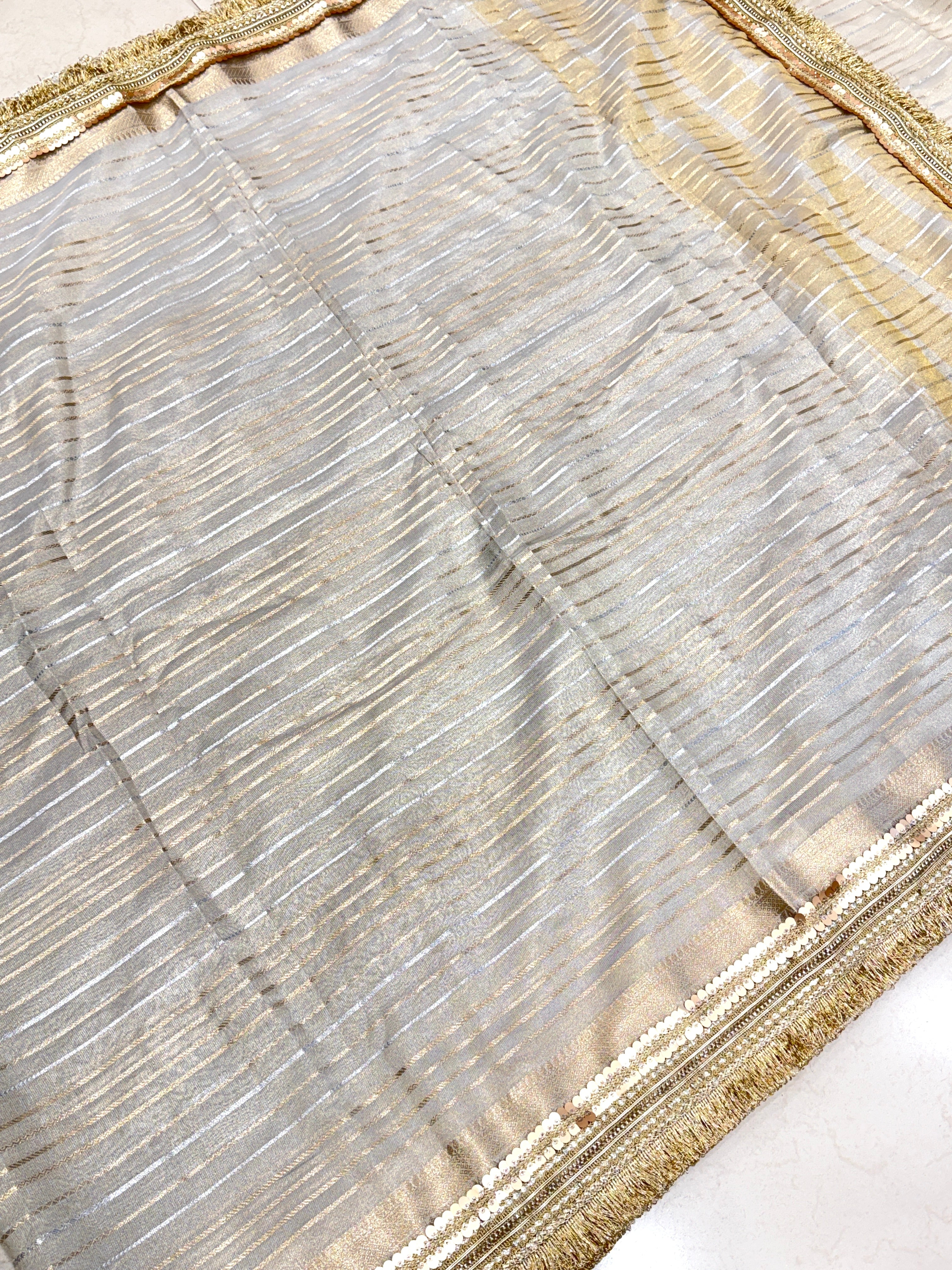 Tissue Contemporary Weave Saree Maharani Lace Contrasting Blouse